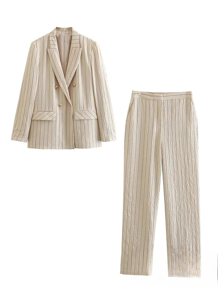 Megan- Striped Blazer Pants Set