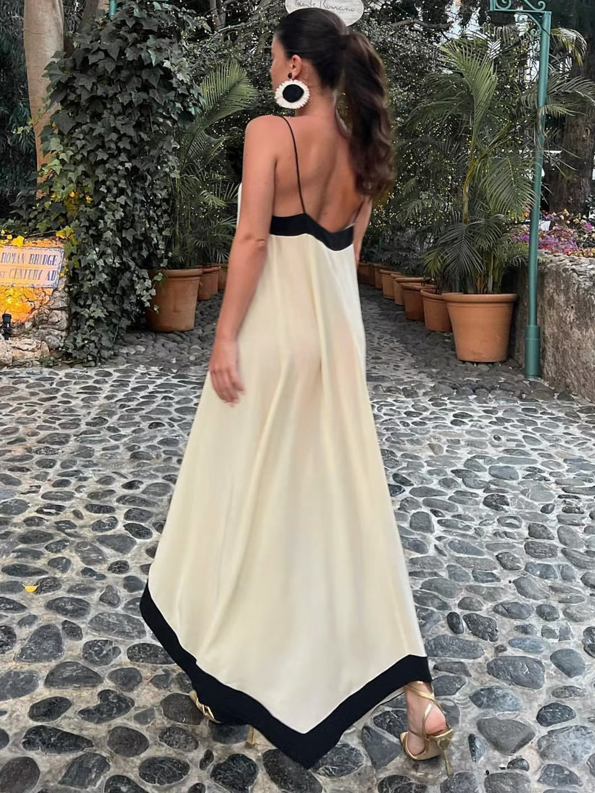 Vestido de lang slip de carmen-siciliano en estilo de dinero viejo