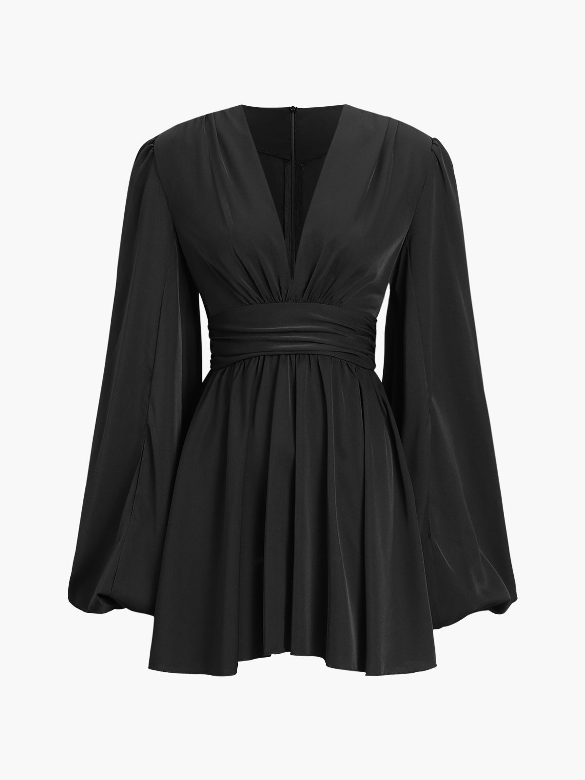 Avora - Chiffon V-Ausschnitt Plissiertes Mini-Kleid