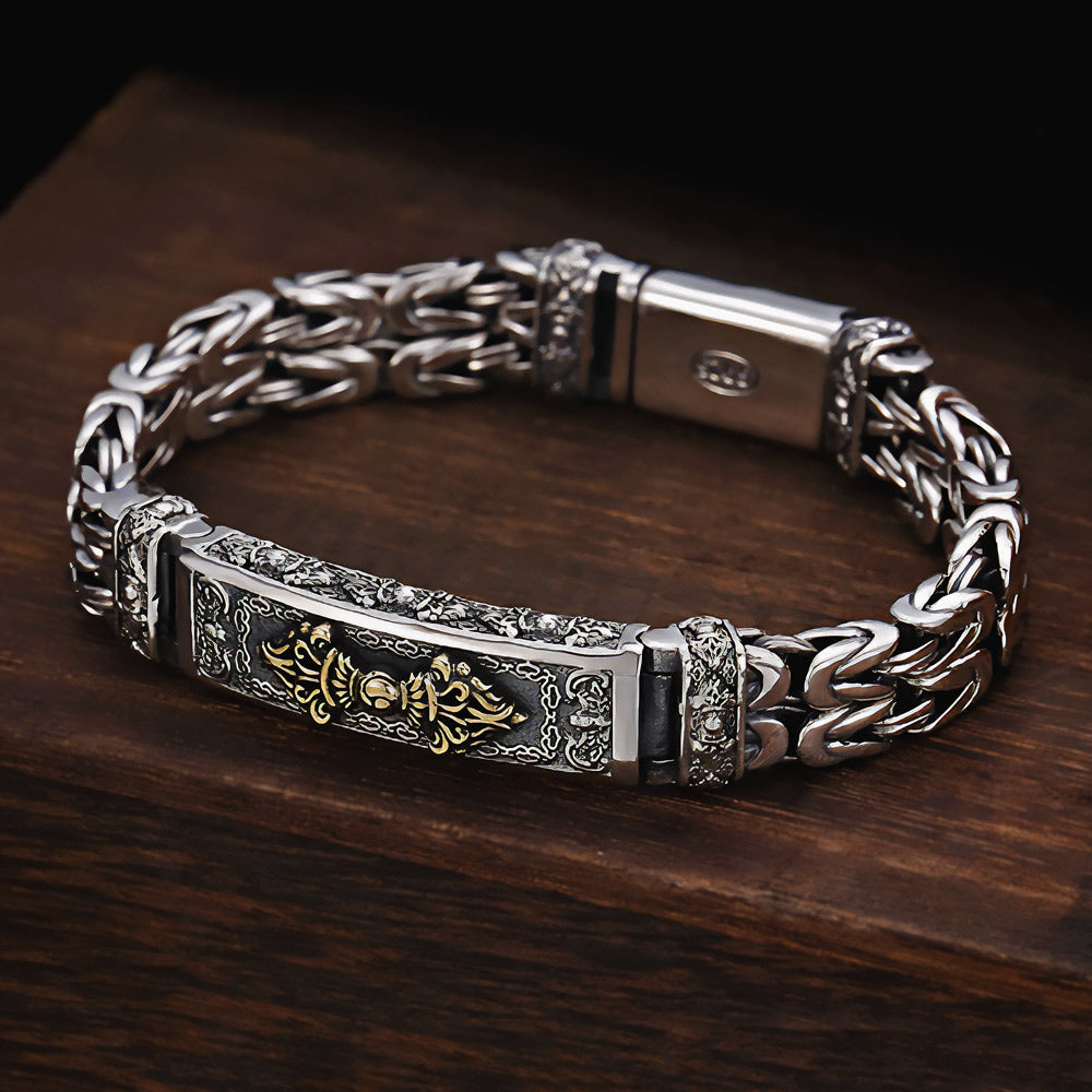 Poseidon - Handgefertigtes antikes Silberarmband