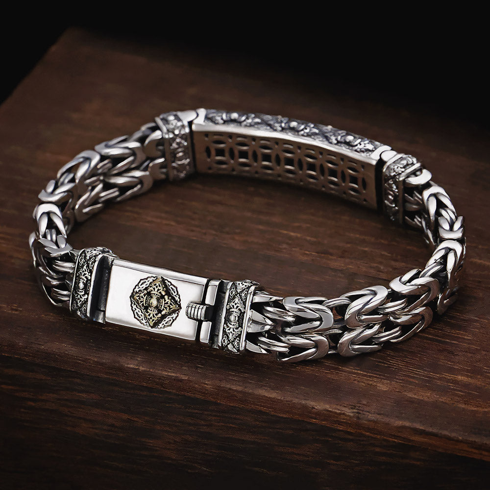 Poseidon - Handgefertigtes antikes Silberarmband