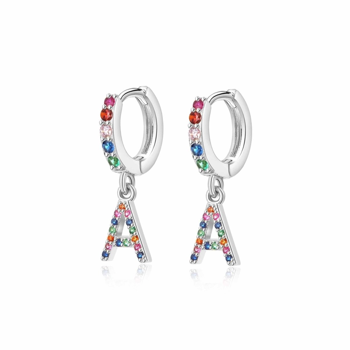 Pendientes Initial Rainbow Hoops