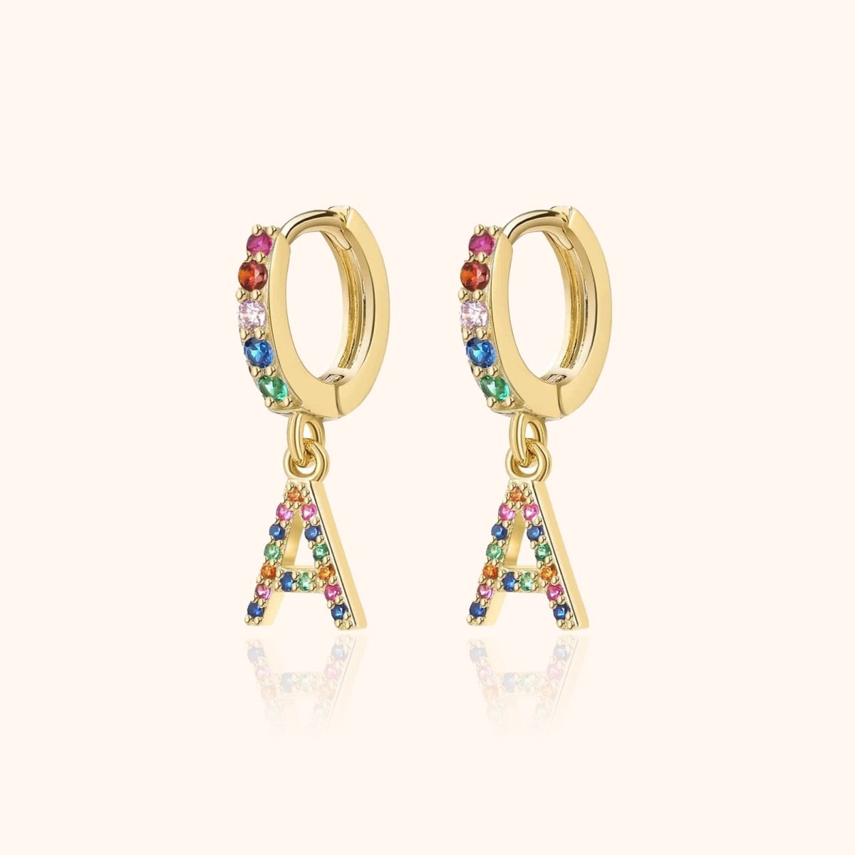 Pendientes Initial Rainbow Hoops