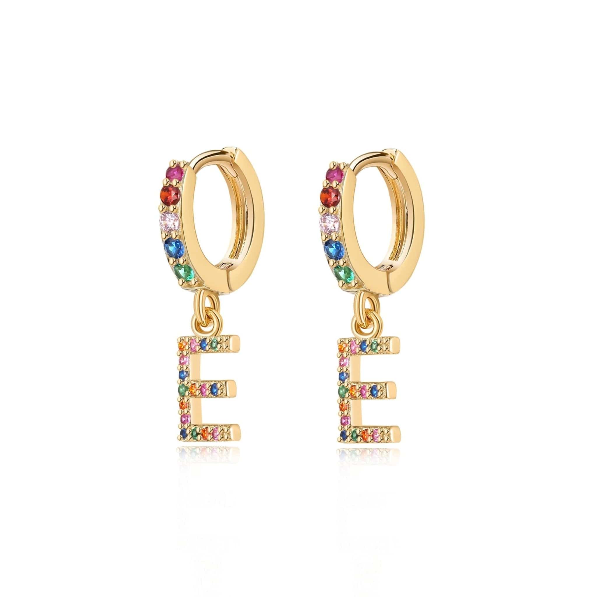 Pendientes Initial Rainbow Hoops