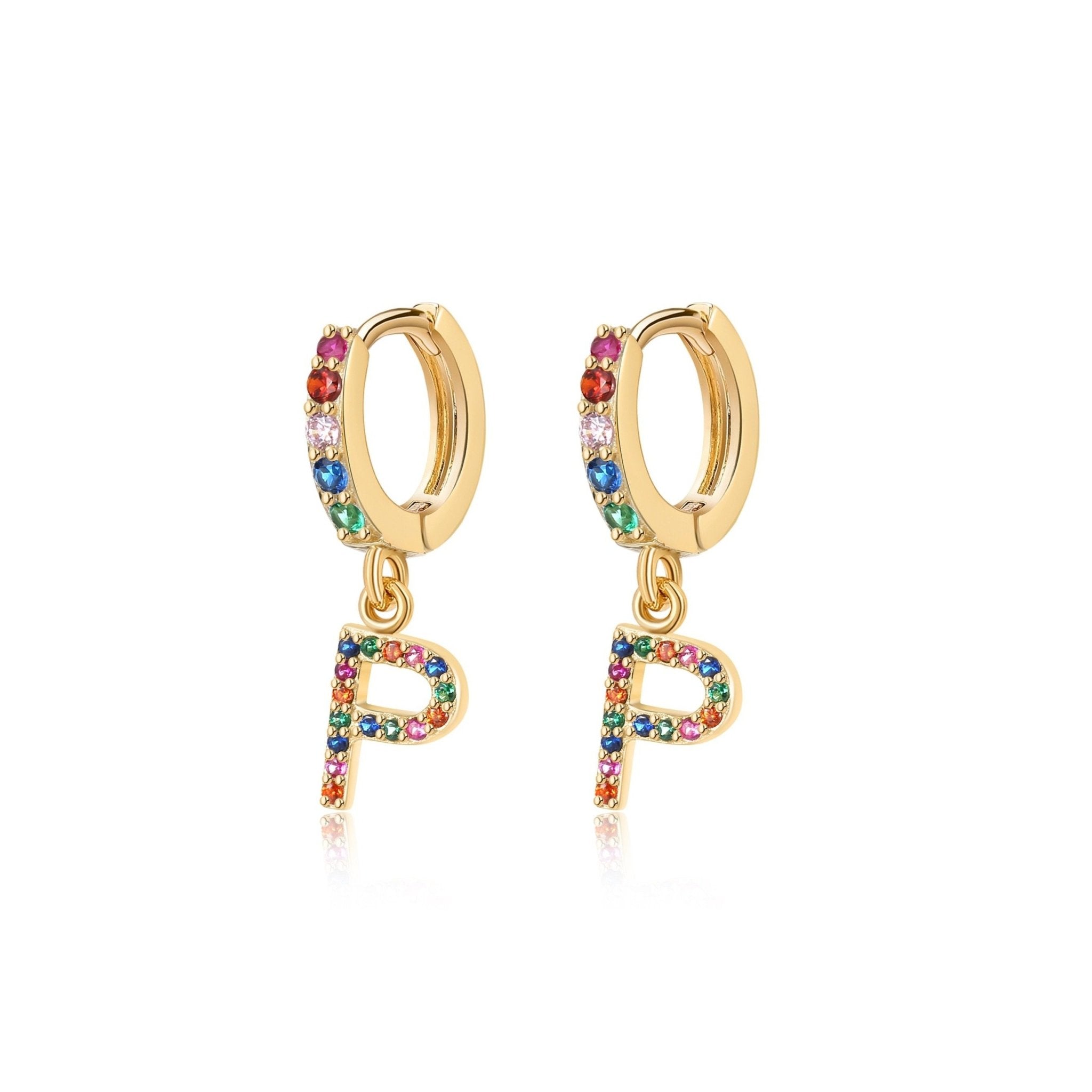 Pendientes Initial Rainbow Hoops