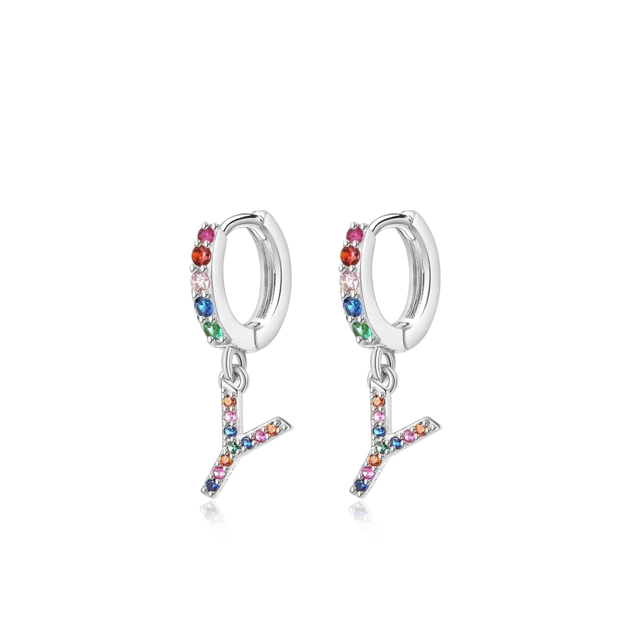 Pendientes Initial Rainbow Hoops