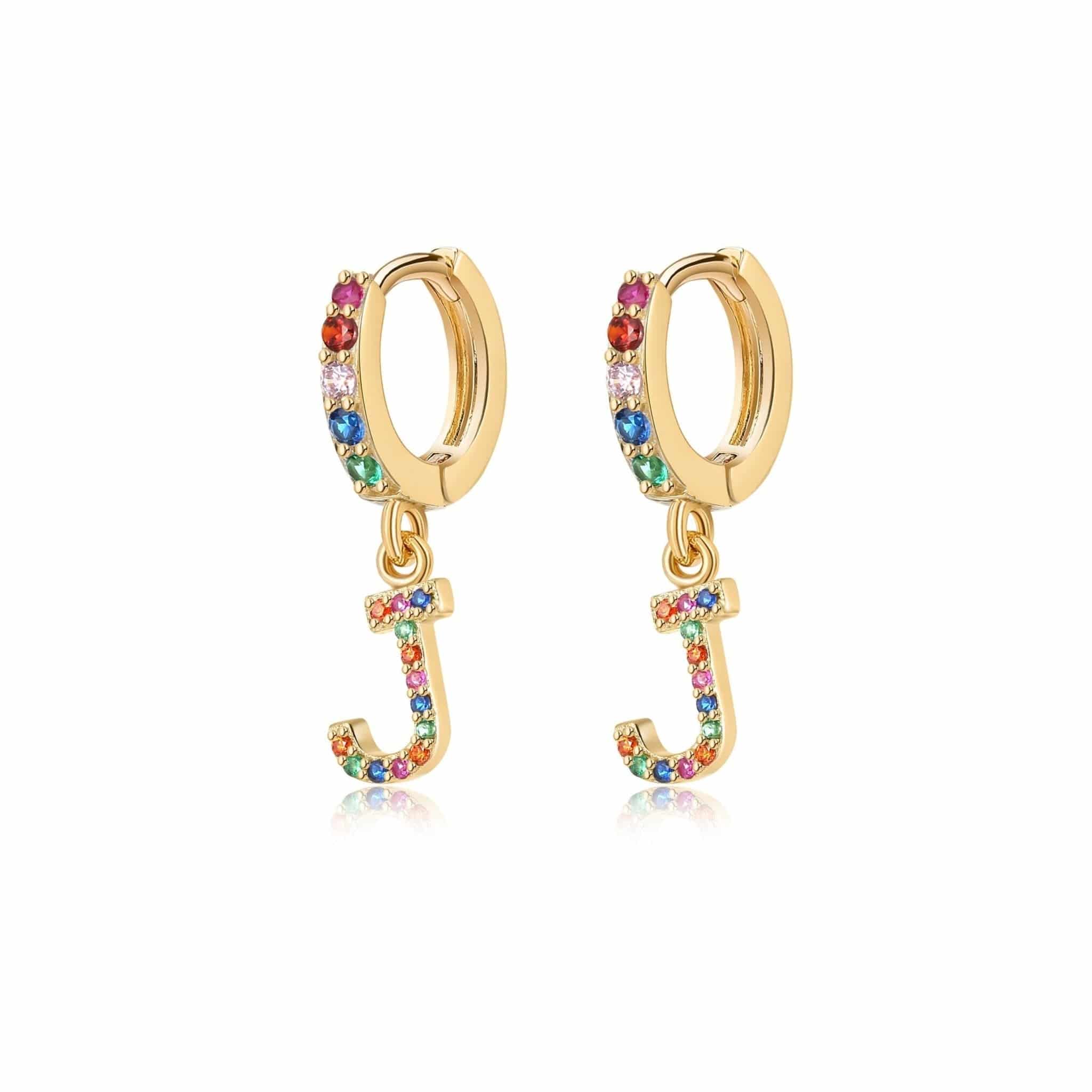 Pendientes Initial Rainbow Hoops