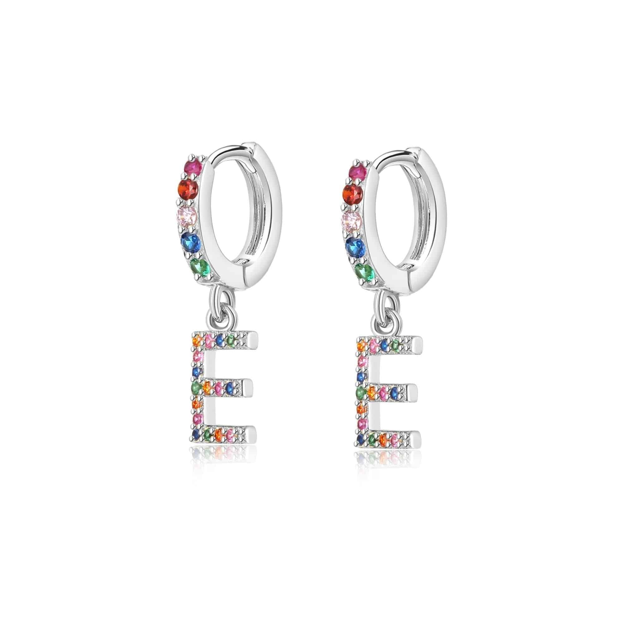 Pendientes Initial Rainbow Hoops