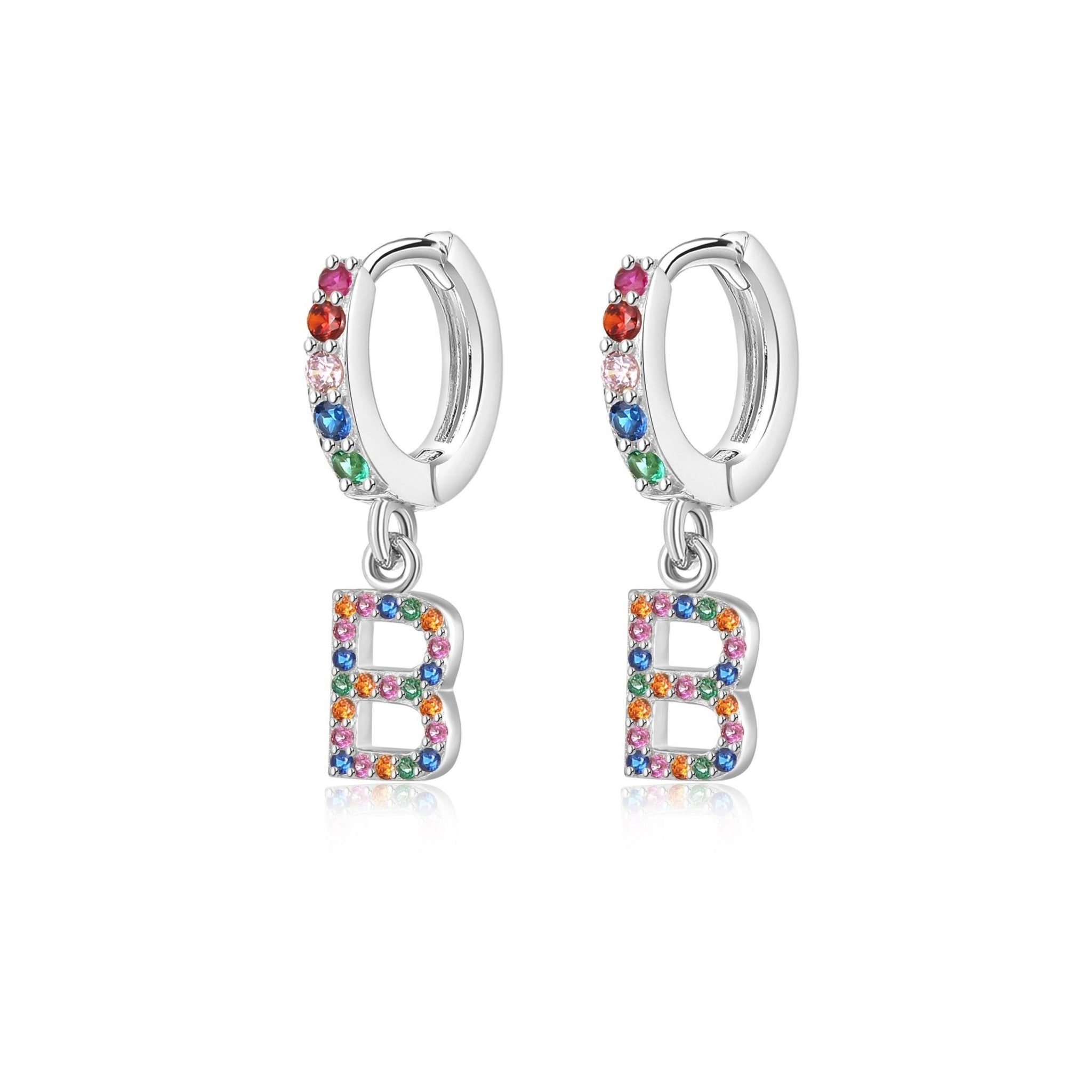 Pendientes Initial Rainbow Hoops