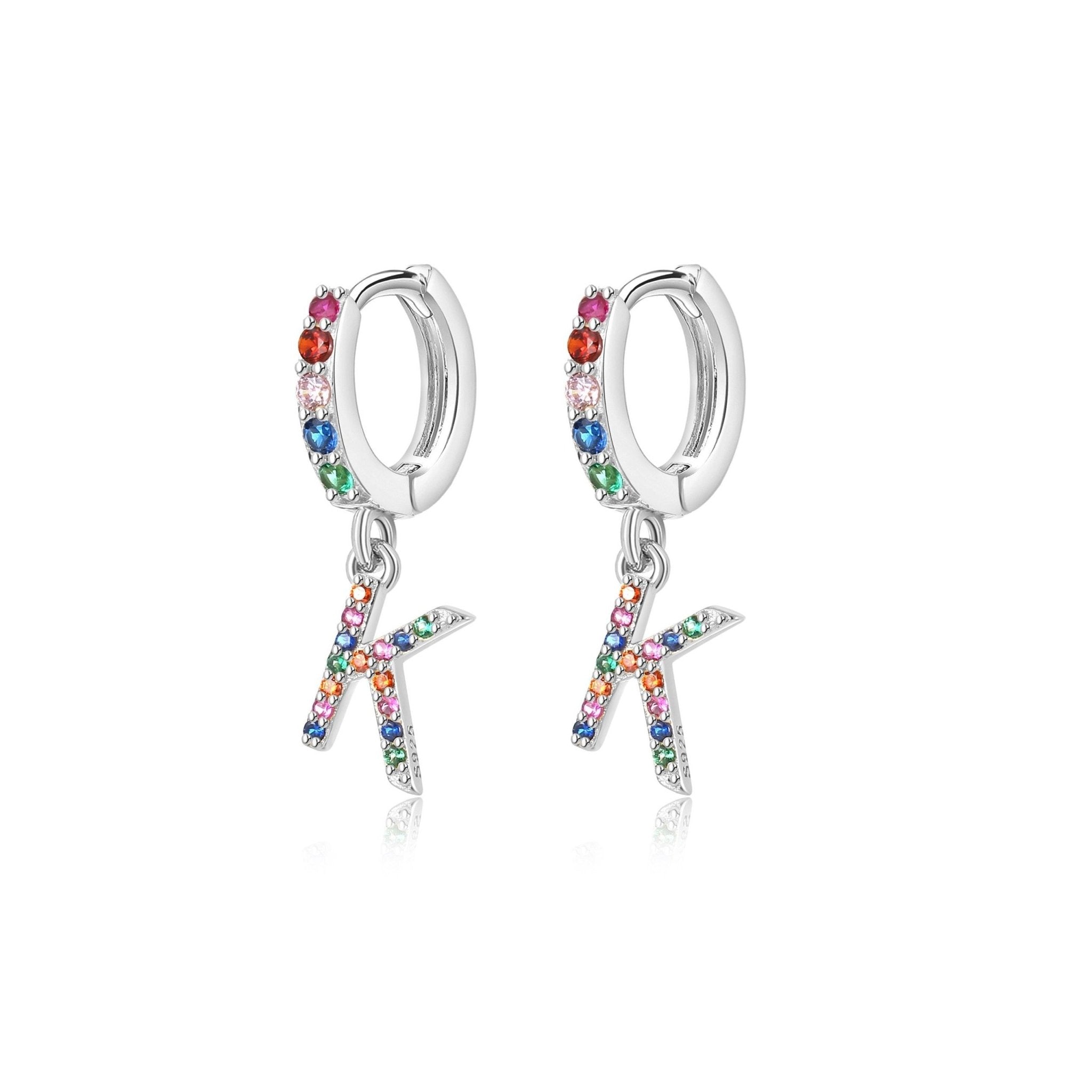 Pendientes Initial Rainbow Hoops