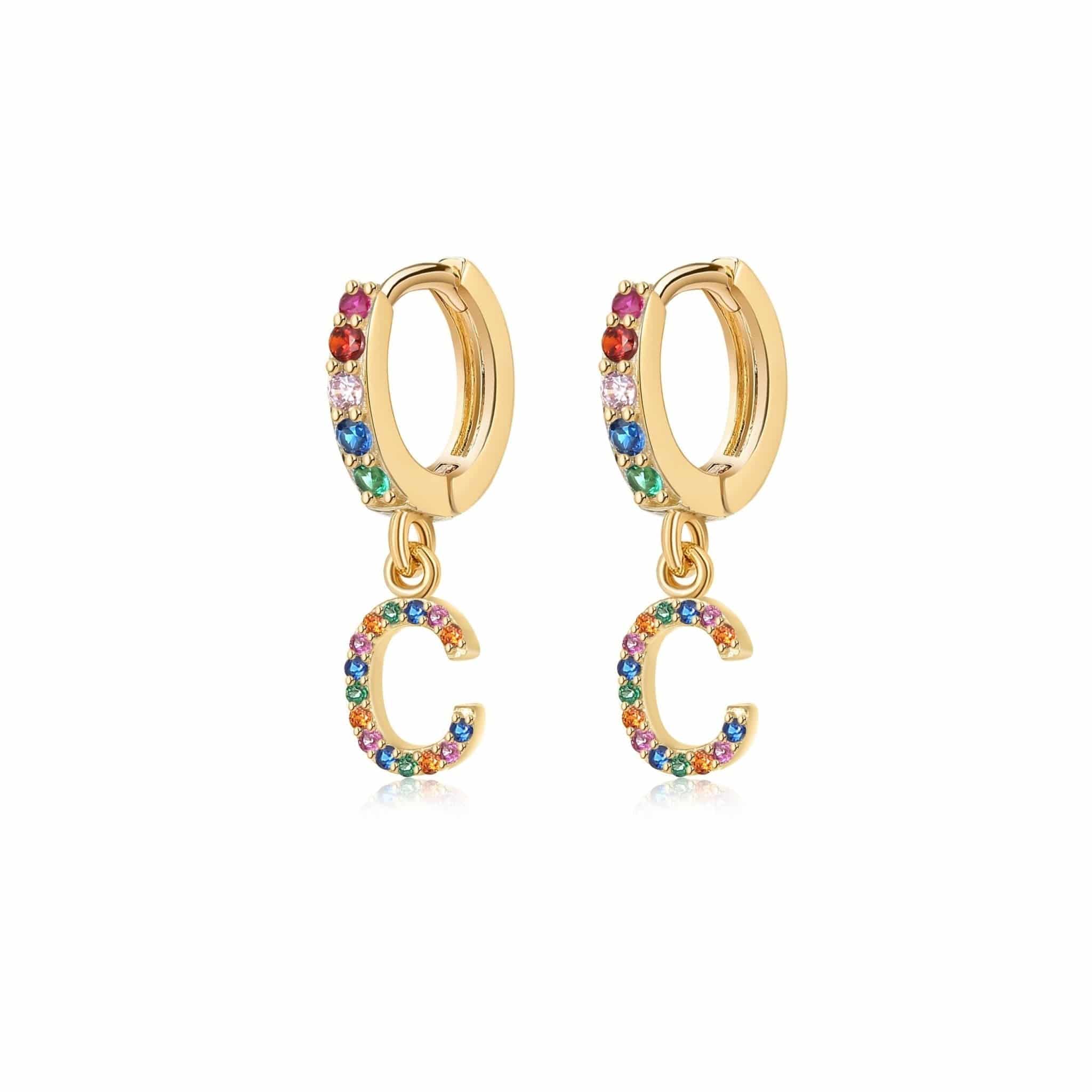 Pendientes Initial Rainbow Hoops