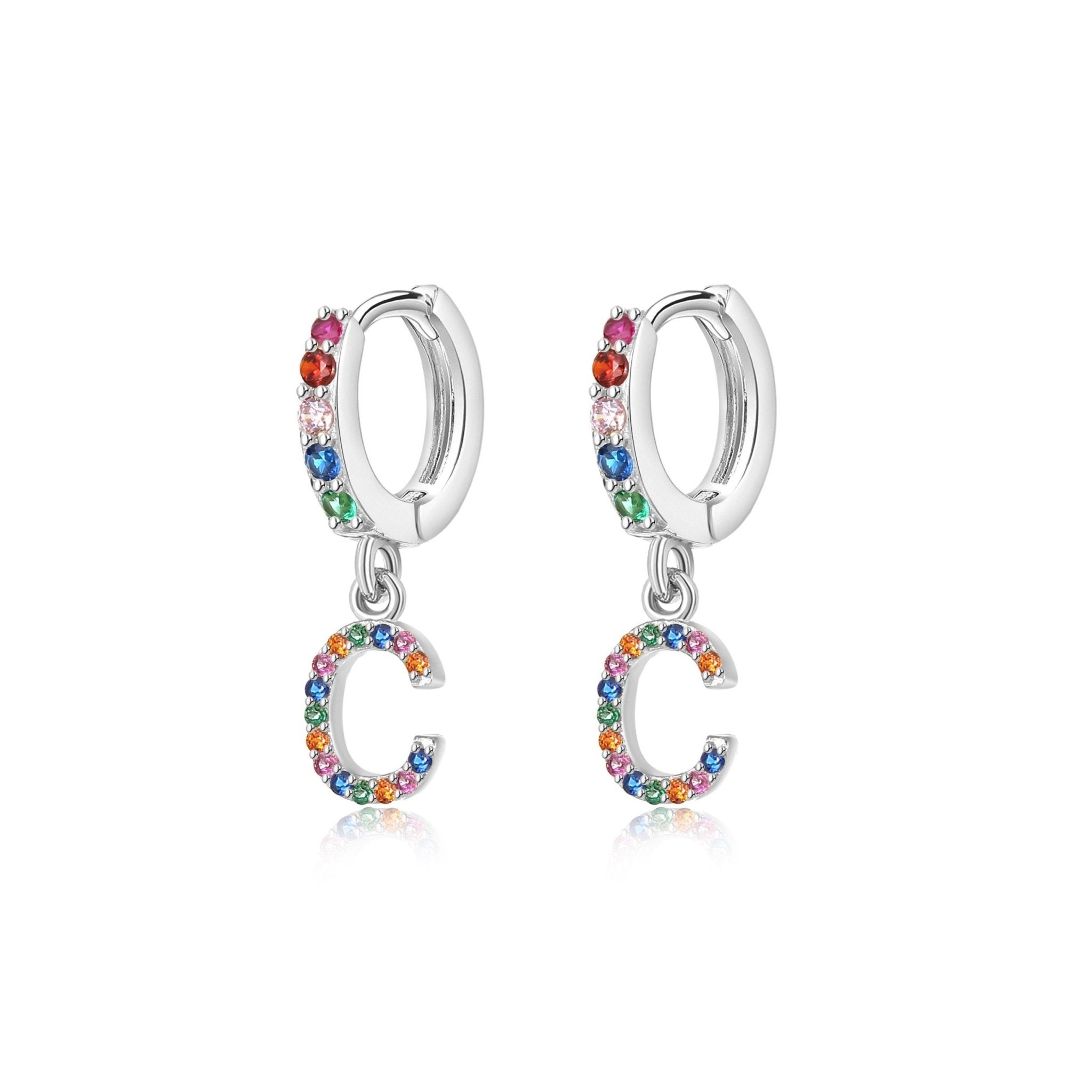 Pendientes Initial Rainbow Hoops