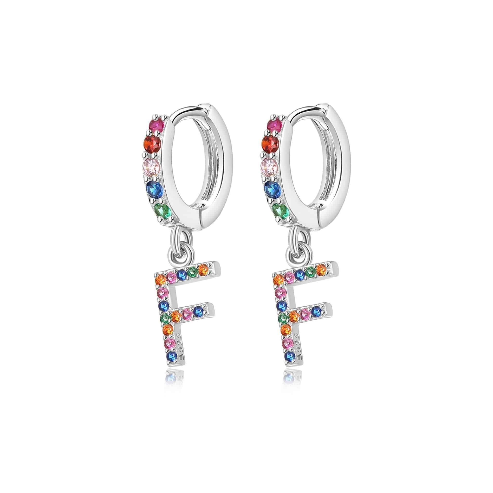 Pendientes Initial Rainbow Hoops