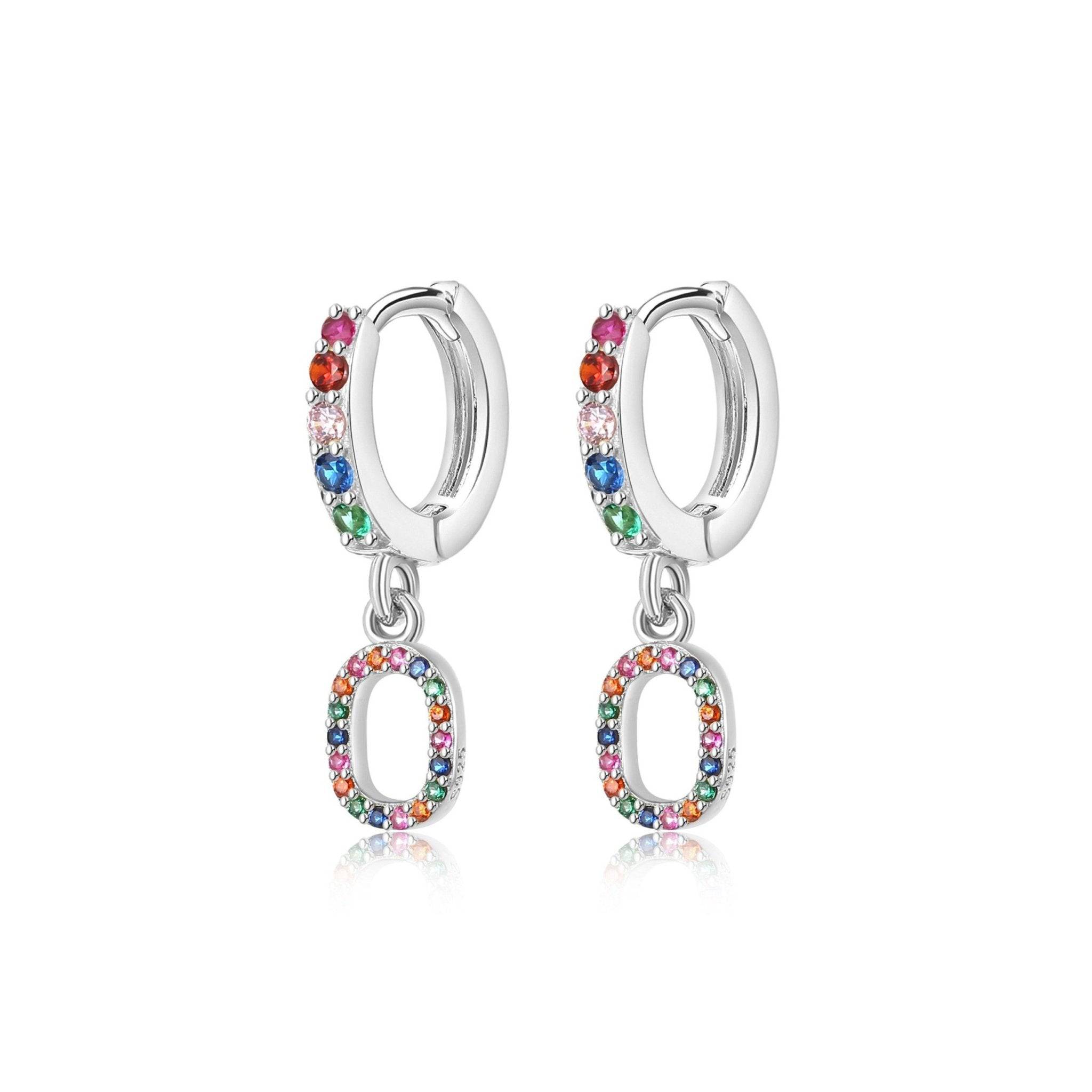 Pendientes Initial Rainbow Hoops