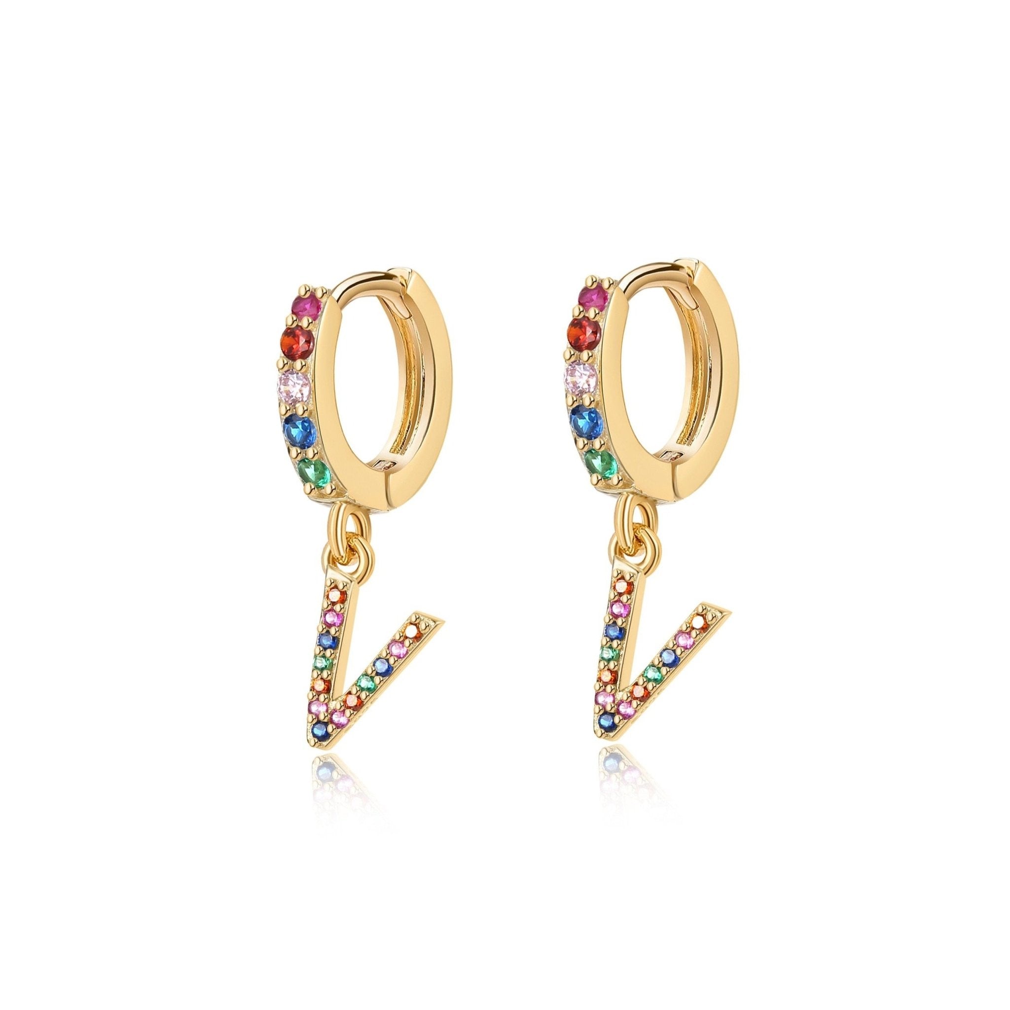 Pendientes Initial Rainbow Hoops