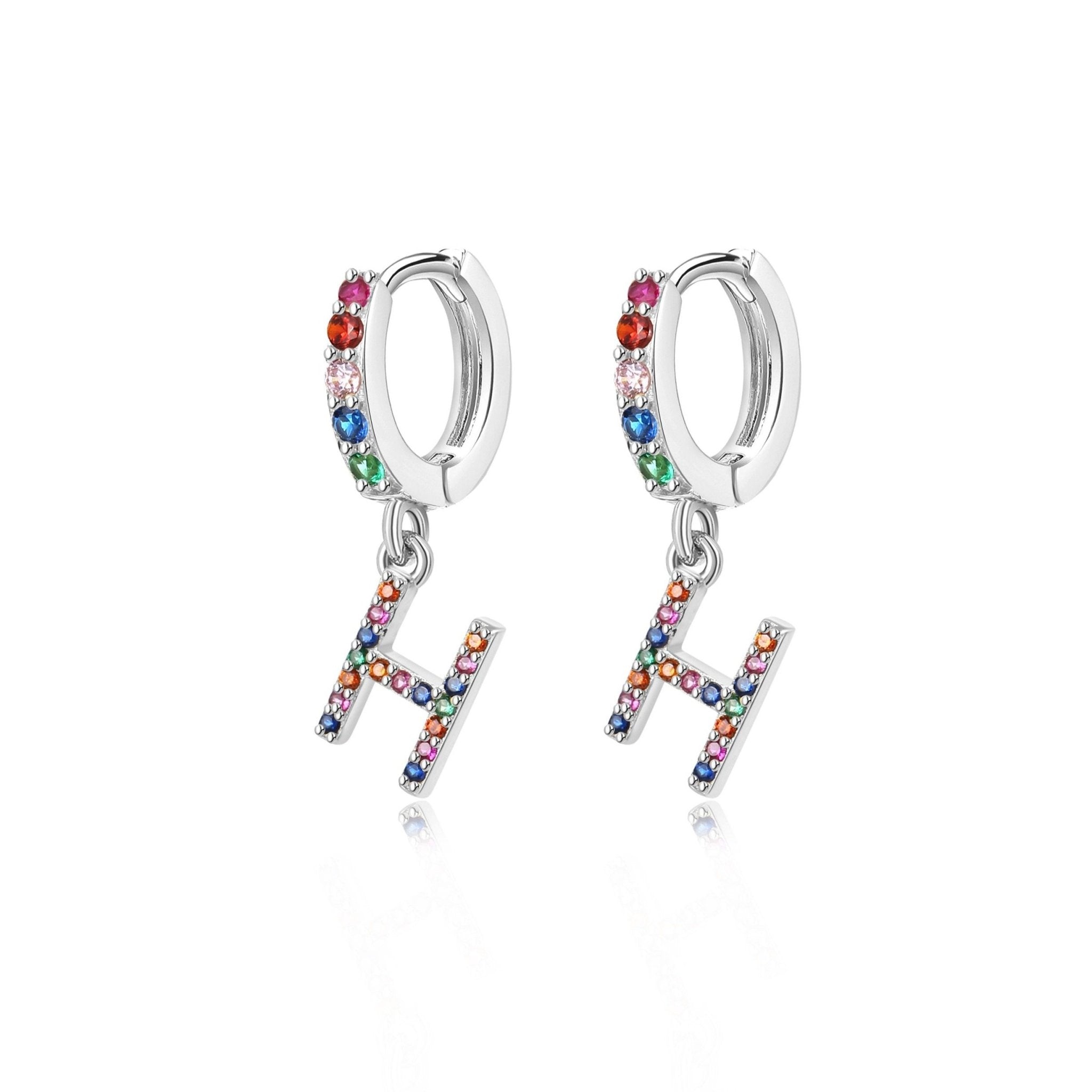 Pendientes Initial Rainbow Hoops