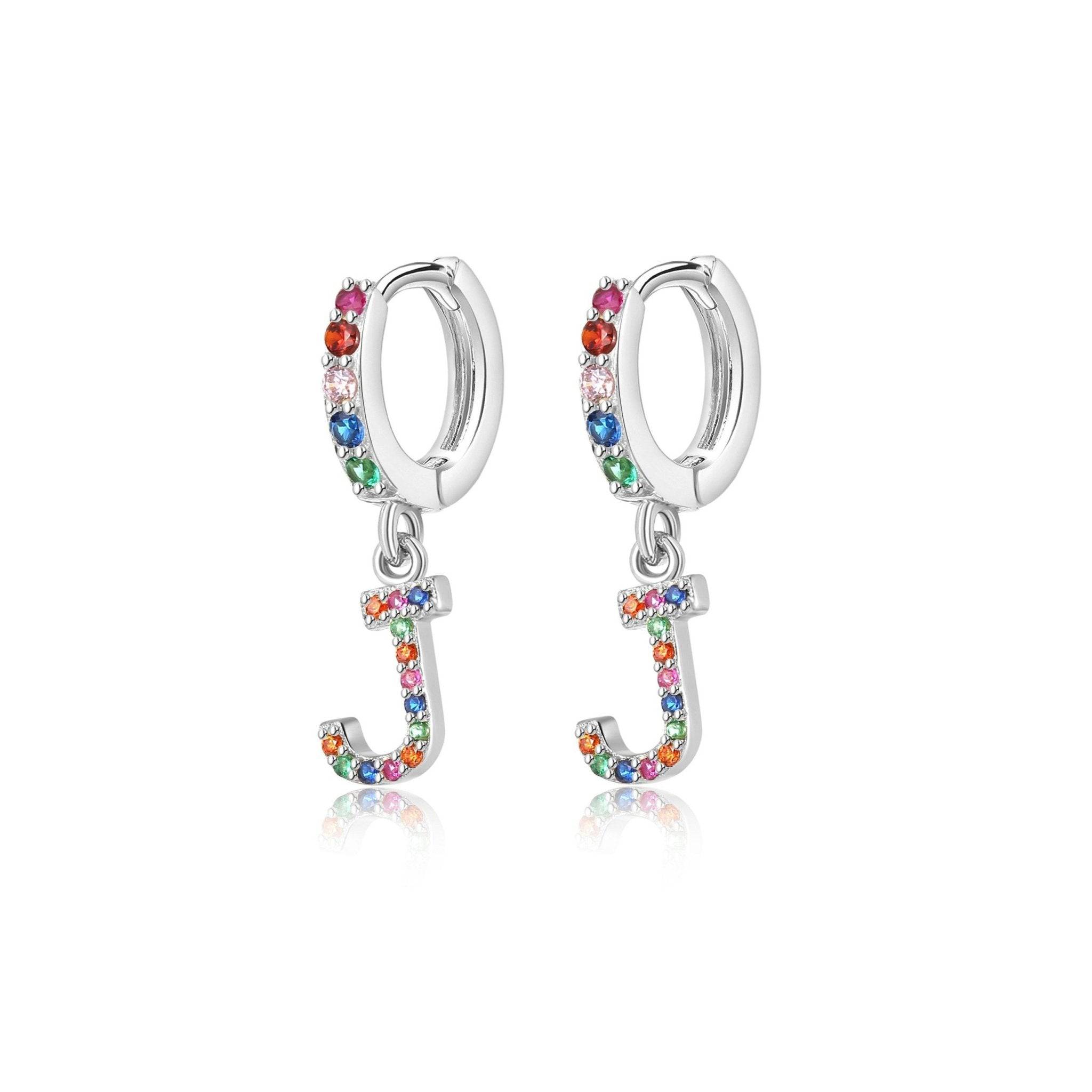 Pendientes Initial Rainbow Hoops