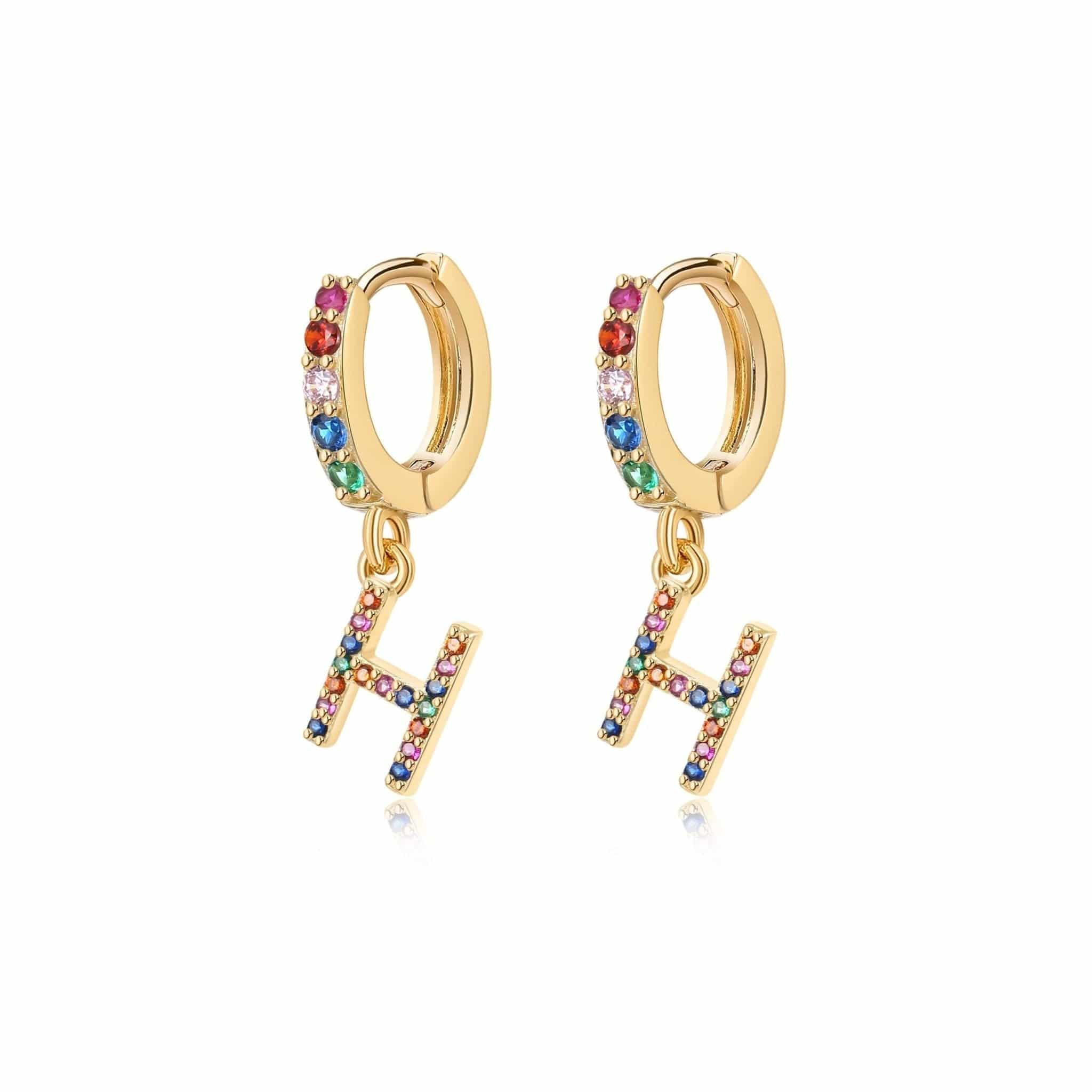 Pendientes Initial Rainbow Hoops