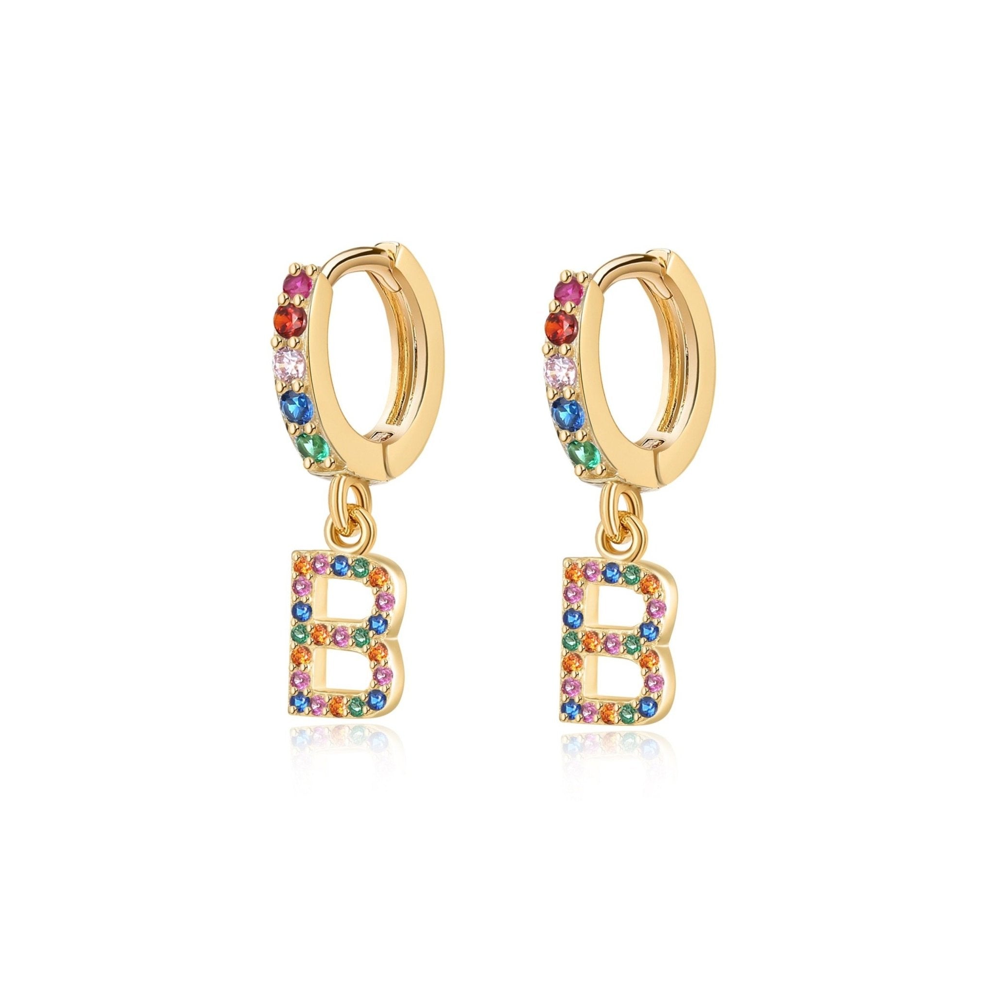 Pendientes Initial Rainbow Hoops