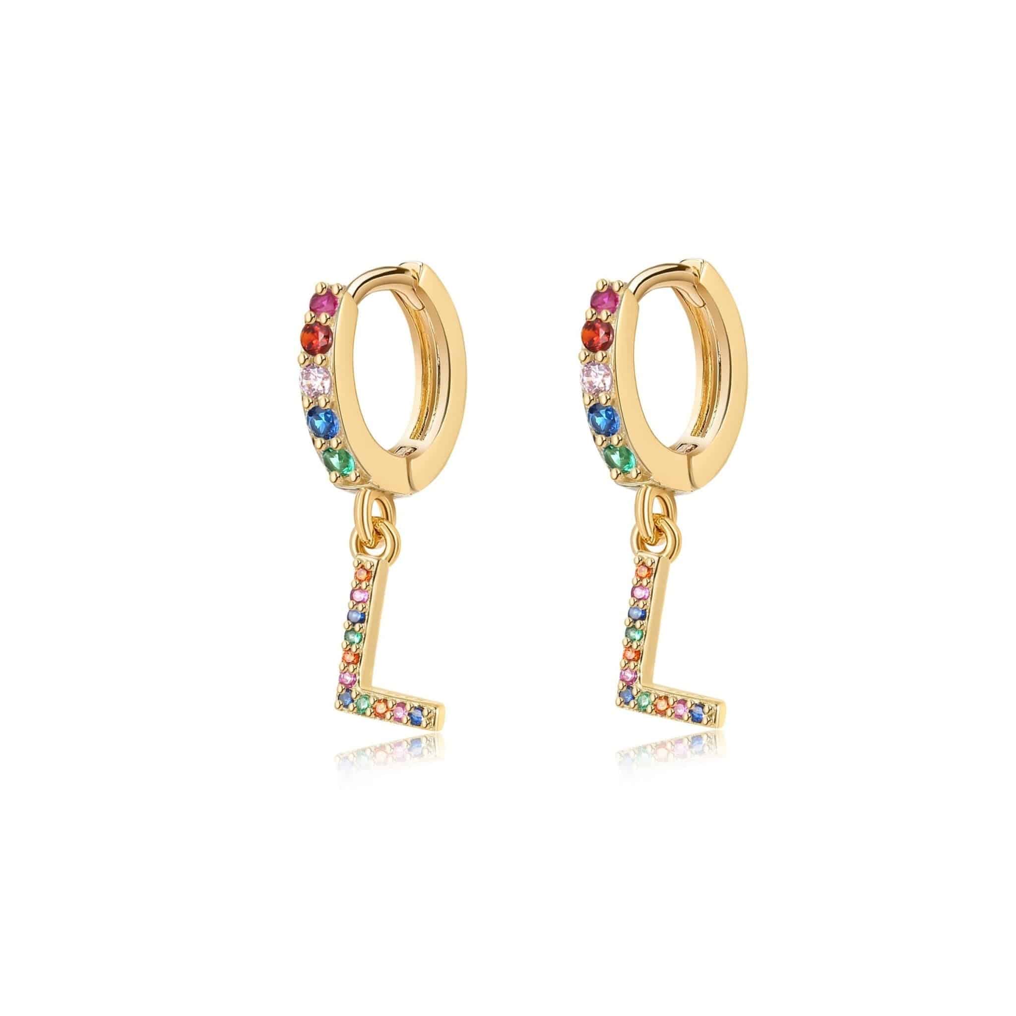 Pendientes Initial Rainbow Hoops