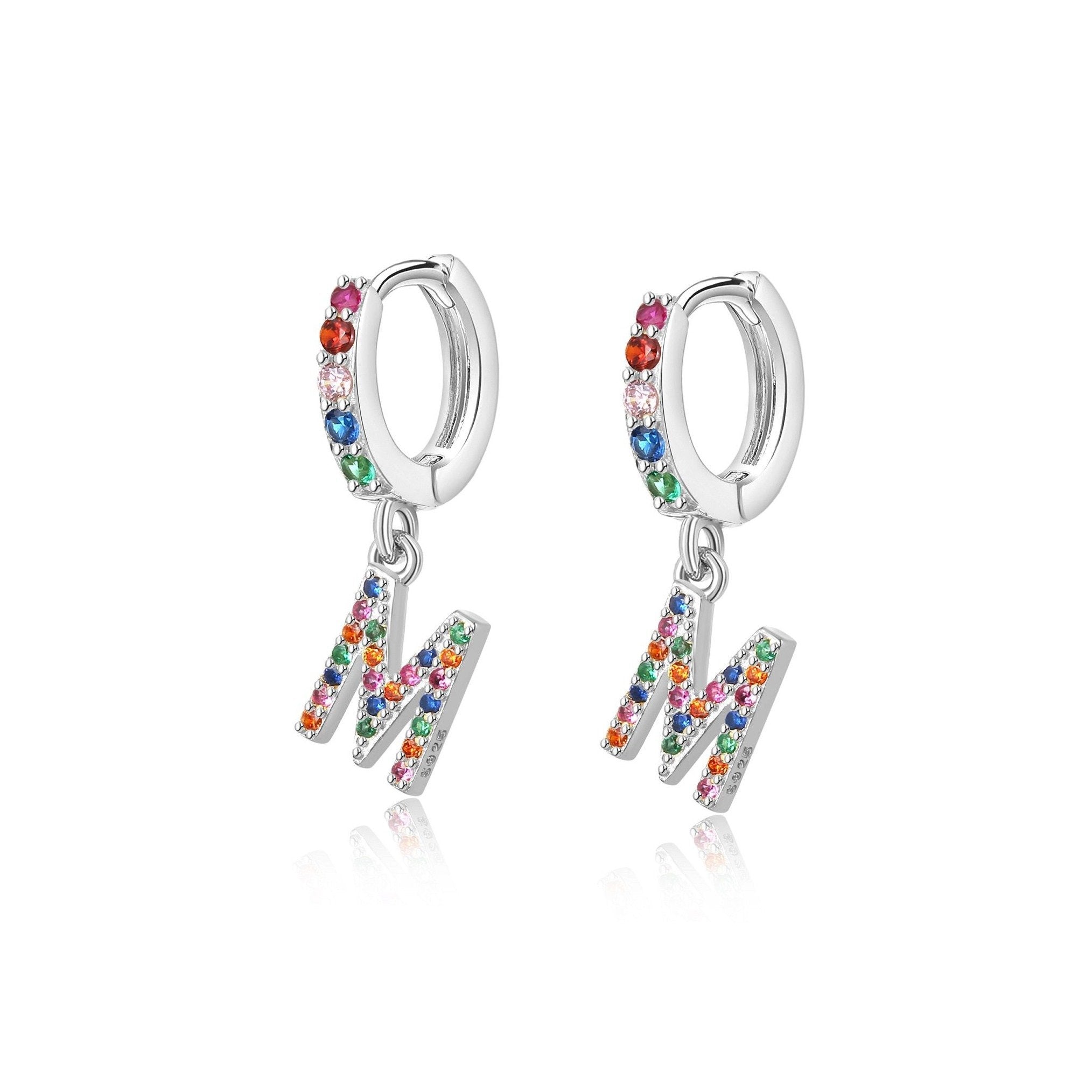 Pendientes Initial Rainbow Hoops