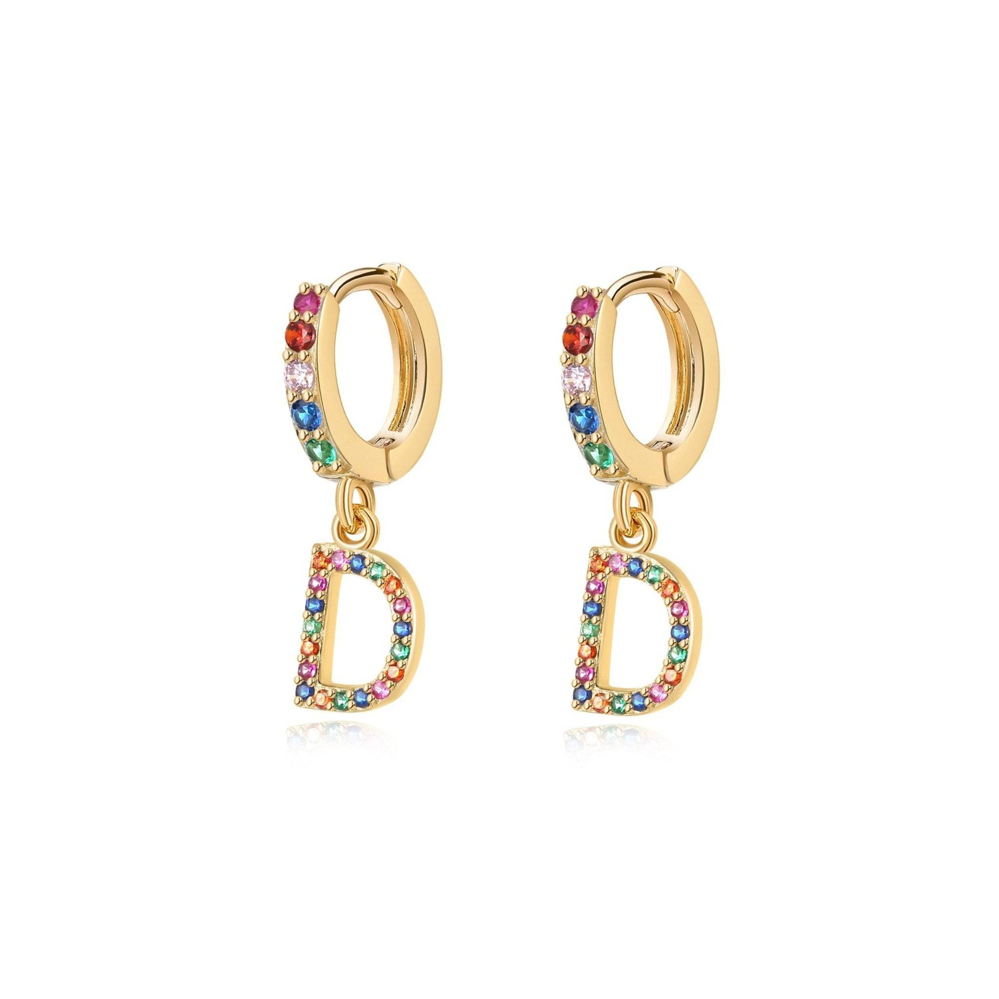 Pendientes Initial Rainbow Hoops