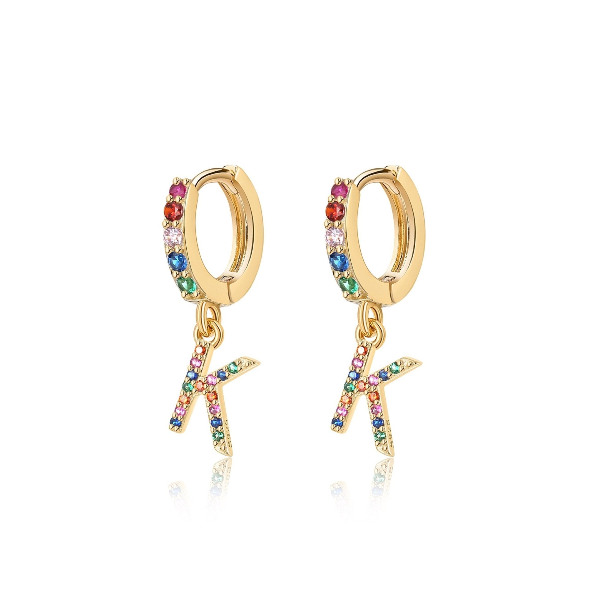 Pendientes Initial Rainbow Hoops