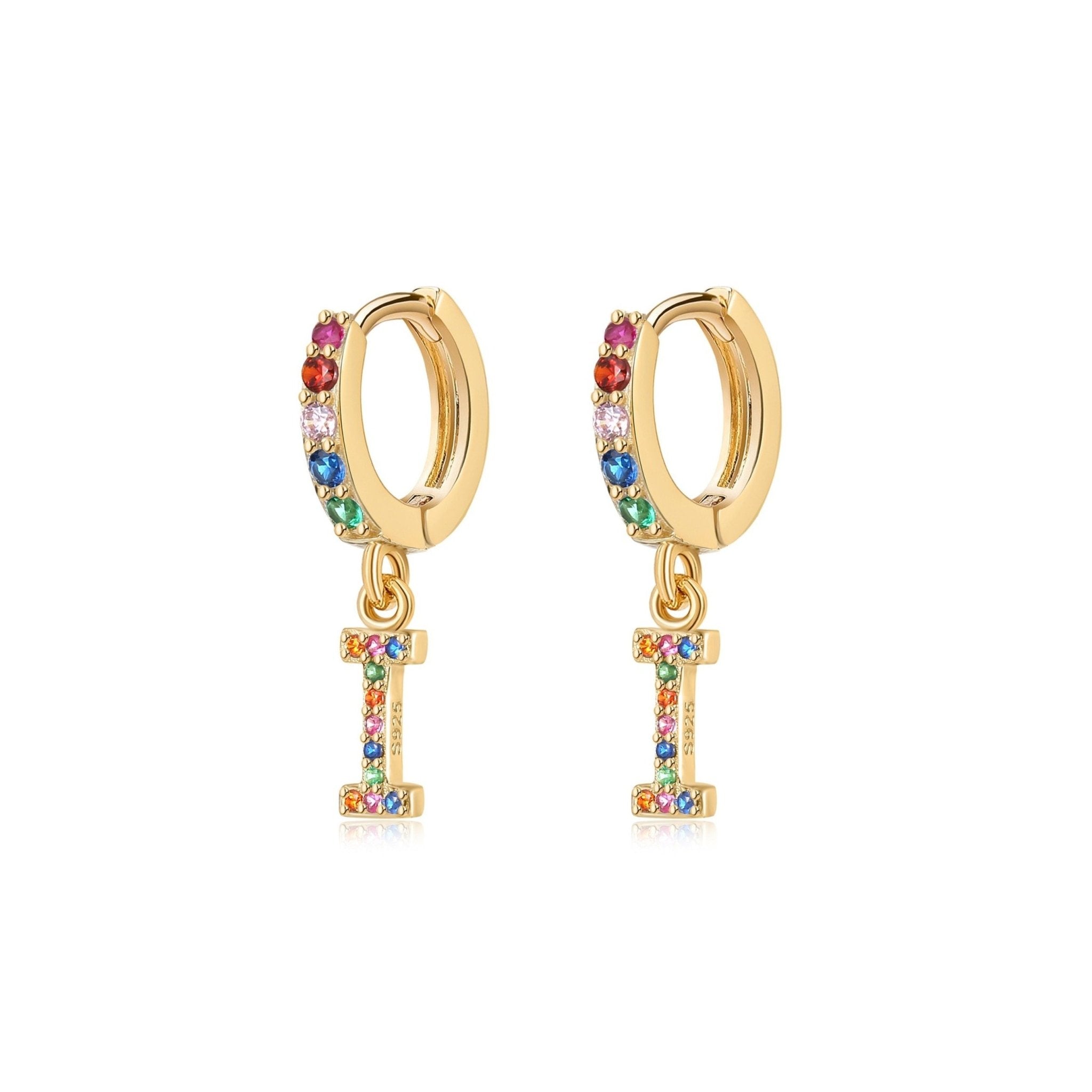 Pendientes Initial Rainbow Hoops