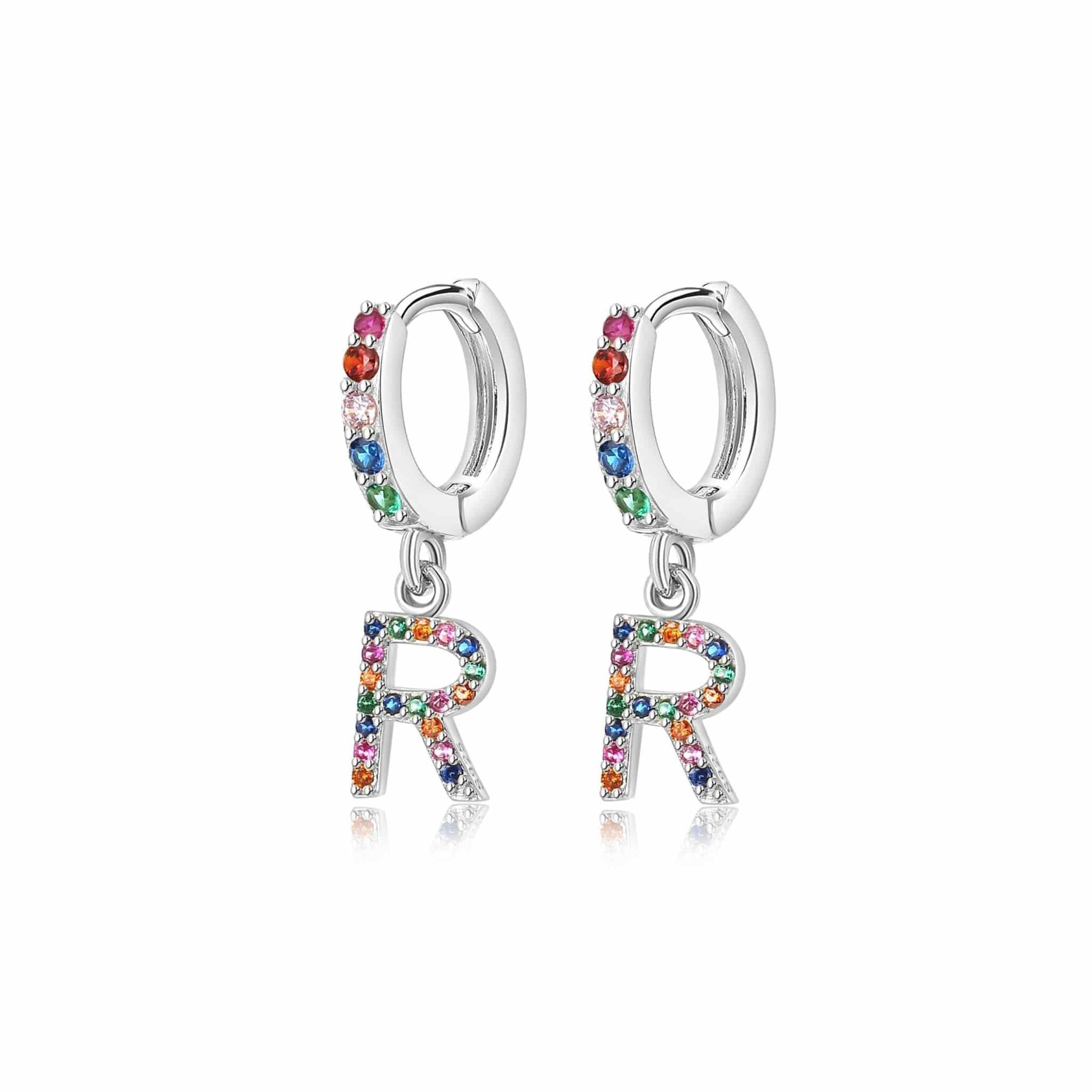 Pendientes Initial Rainbow Hoops