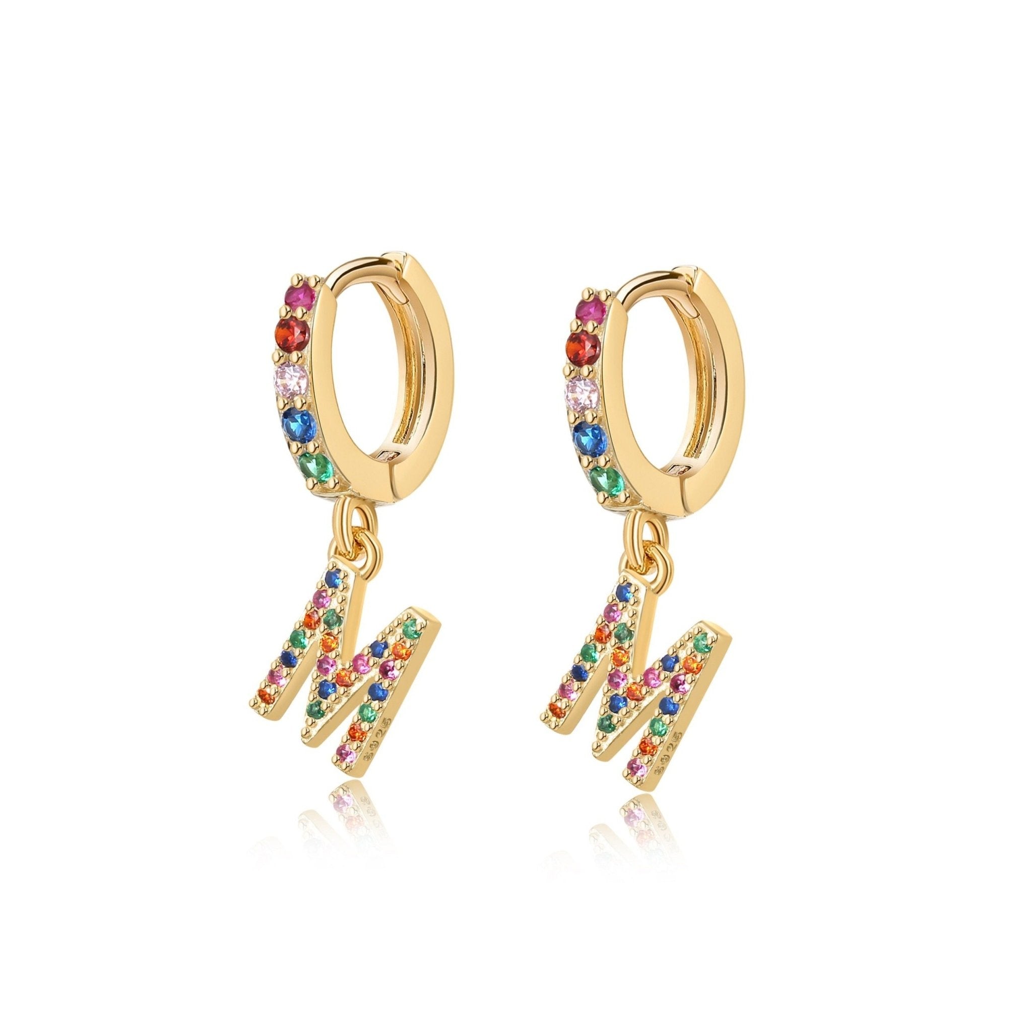 Pendientes Initial Rainbow Hoops