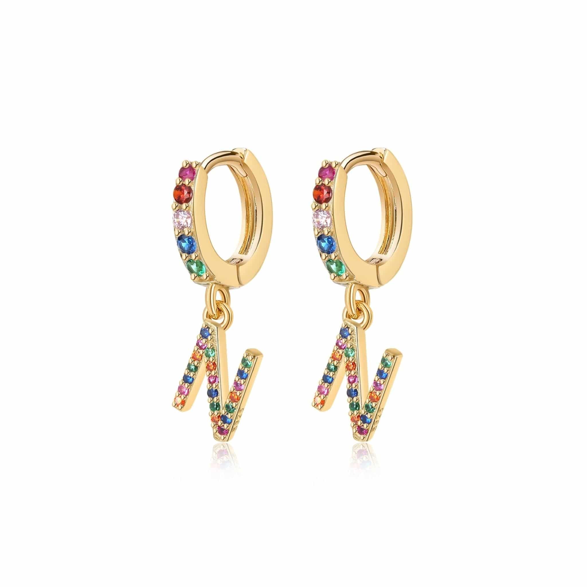 Pendientes Initial Rainbow Hoops