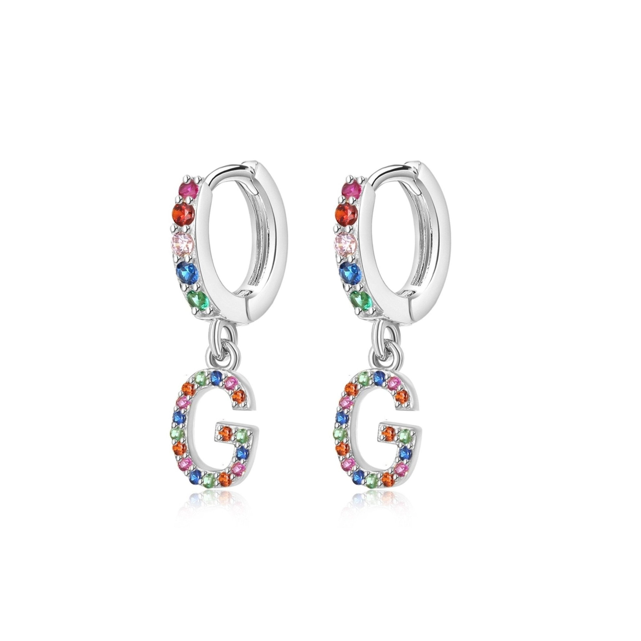 Pendientes Initial Rainbow Hoops