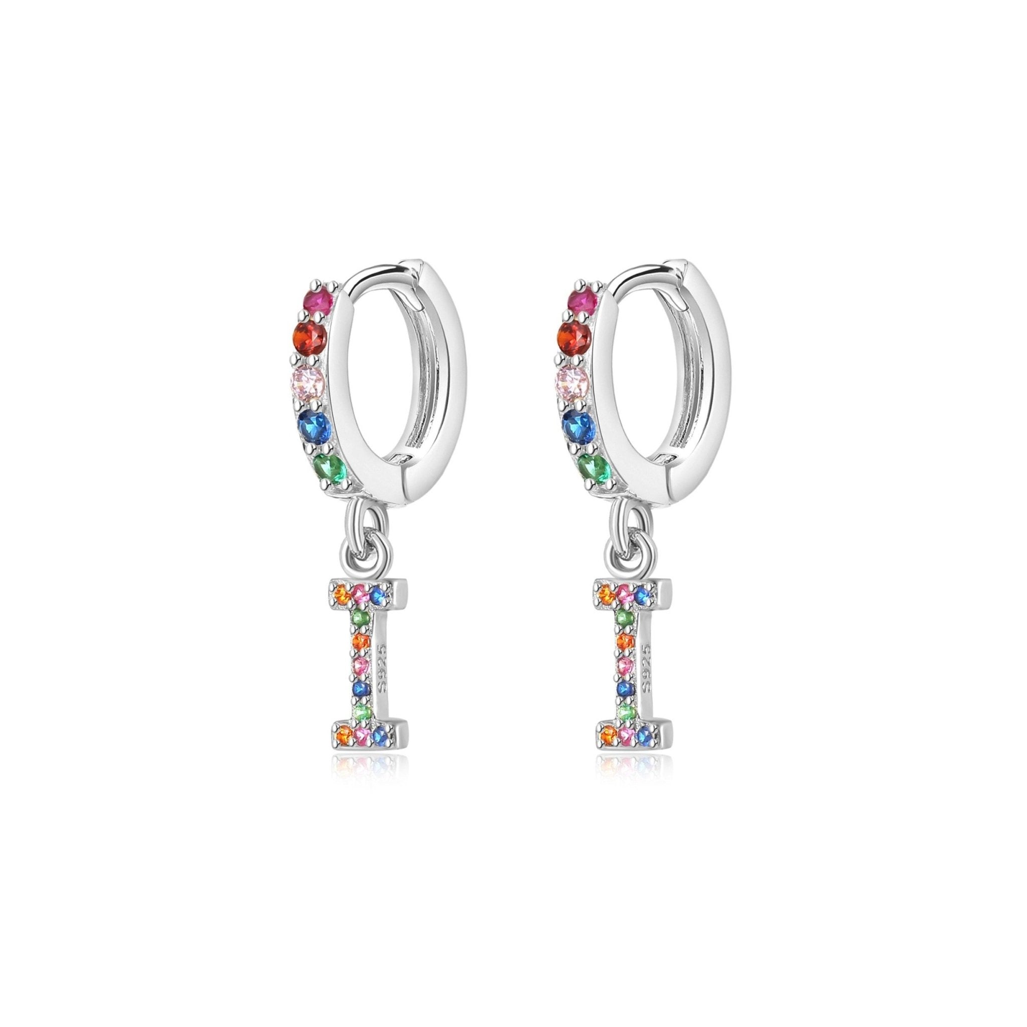 Pendientes Initial Rainbow Hoops