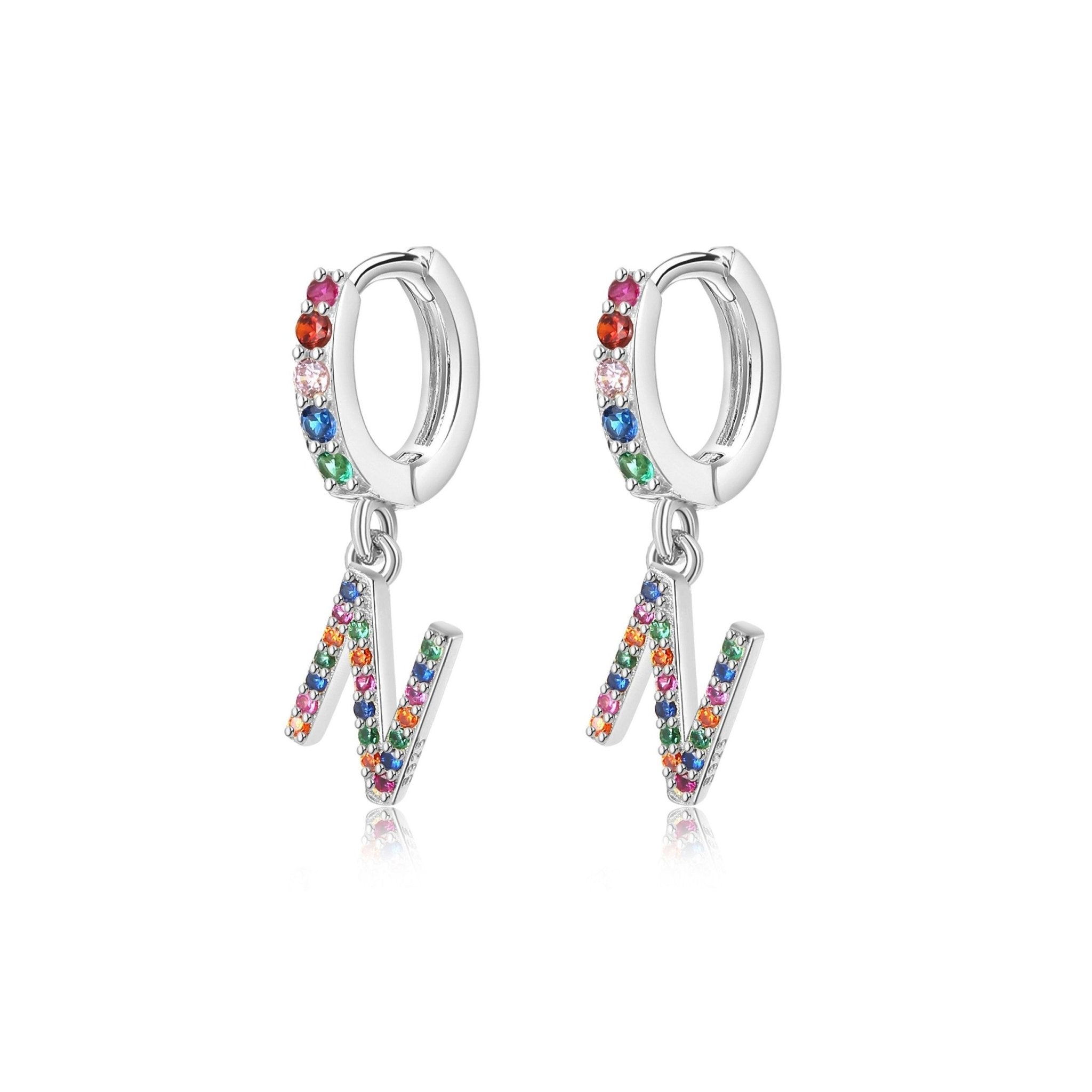 Pendientes Initial Rainbow Hoops