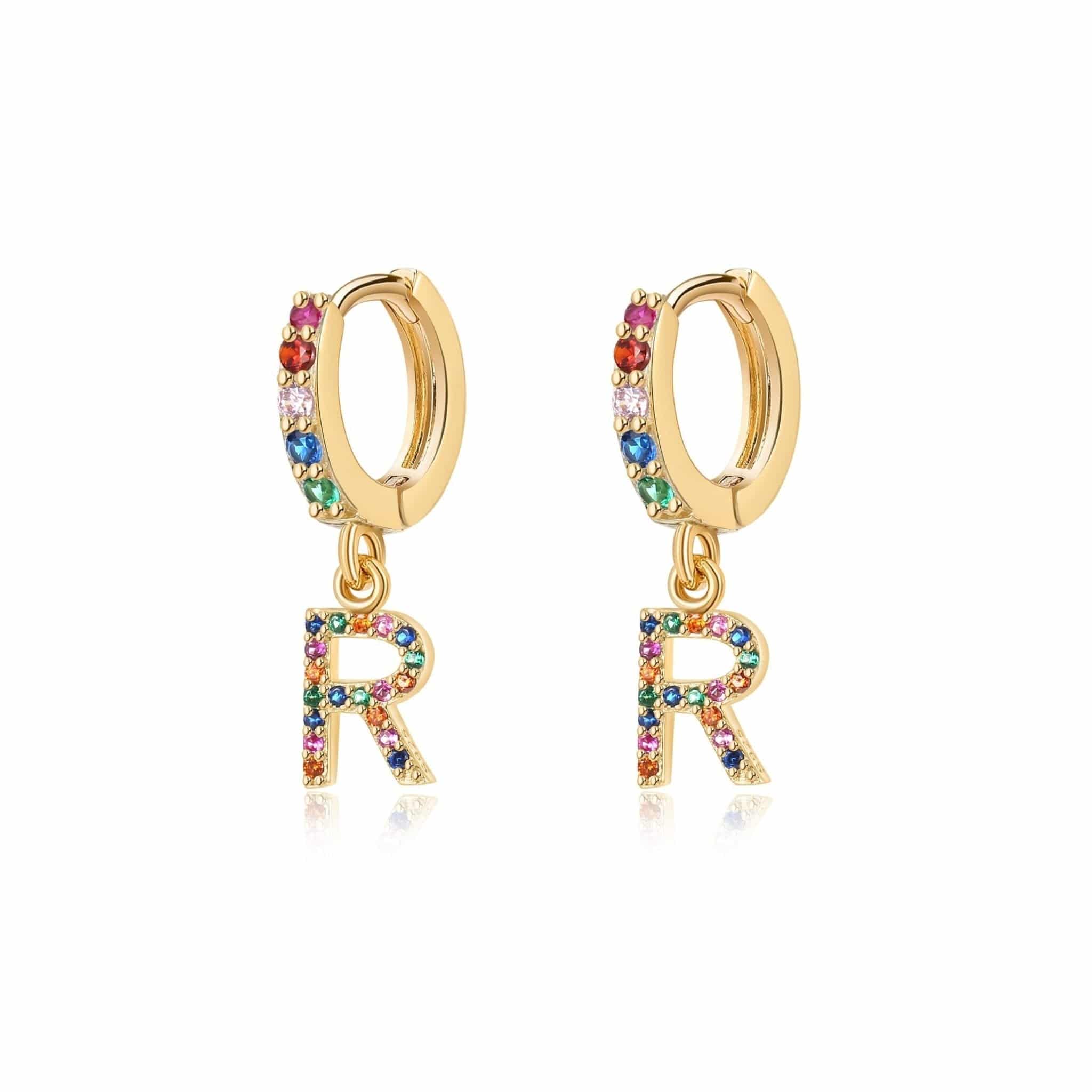 Pendientes Initial Rainbow Hoops