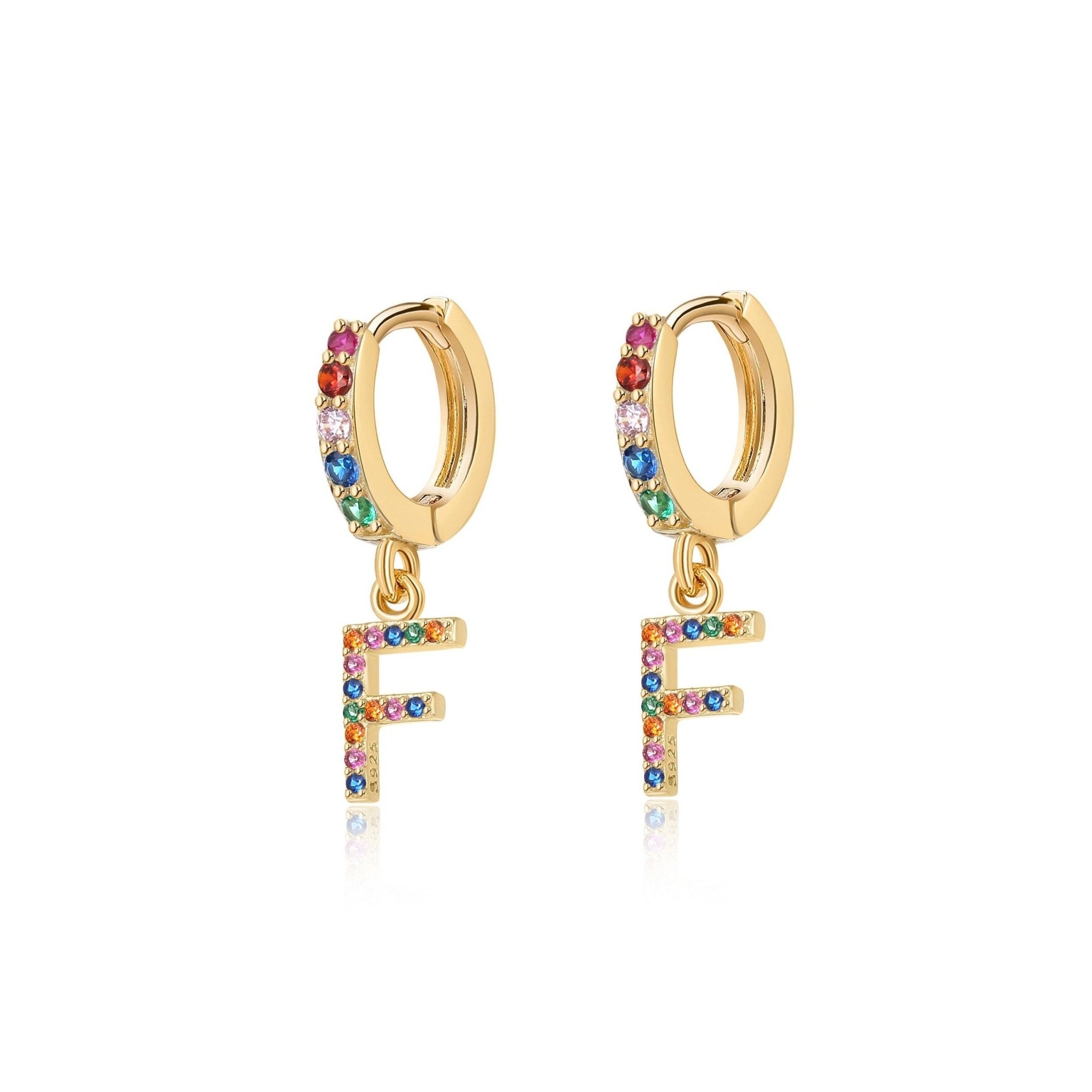 Pendientes Initial Rainbow Hoops