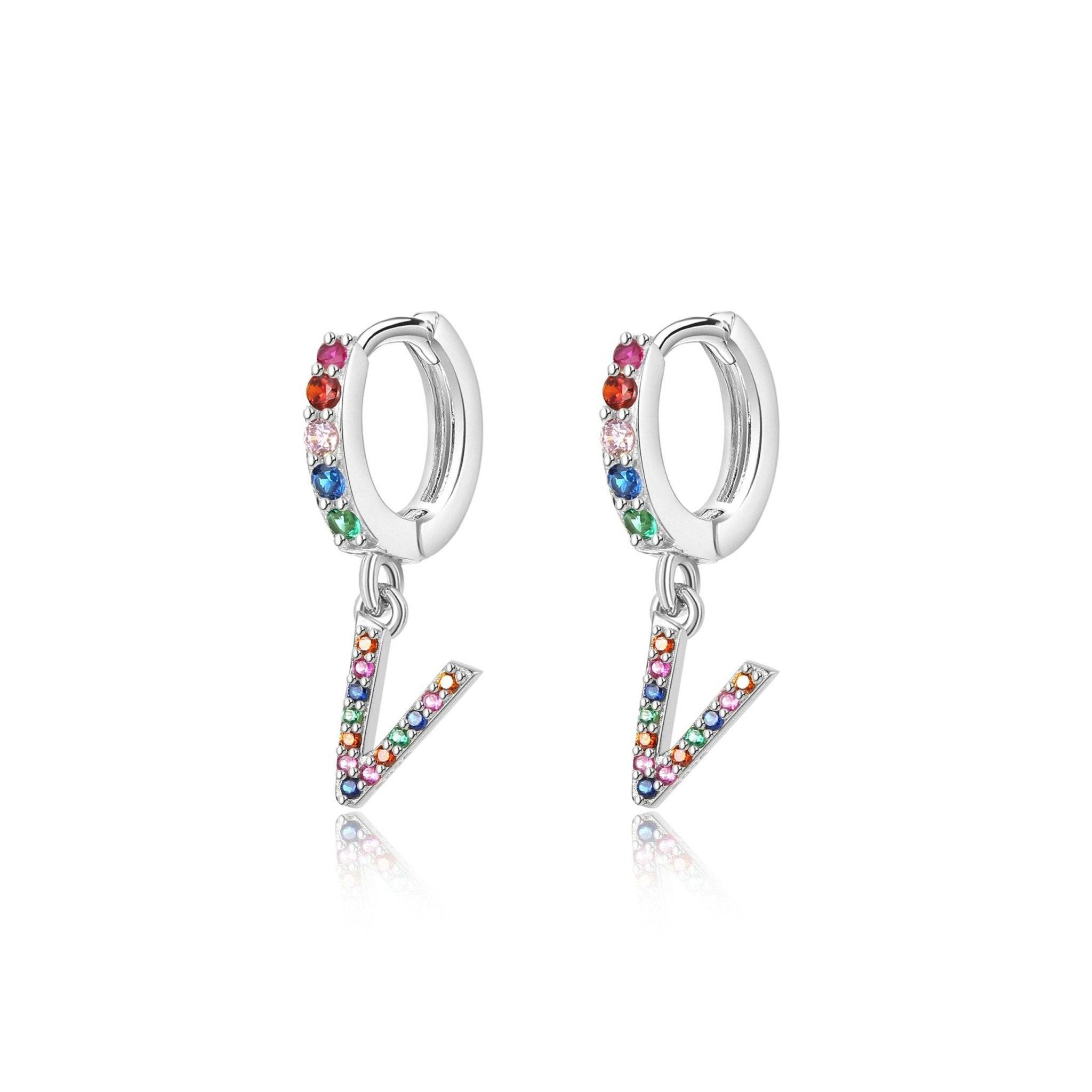 Pendientes Initial Rainbow Hoops