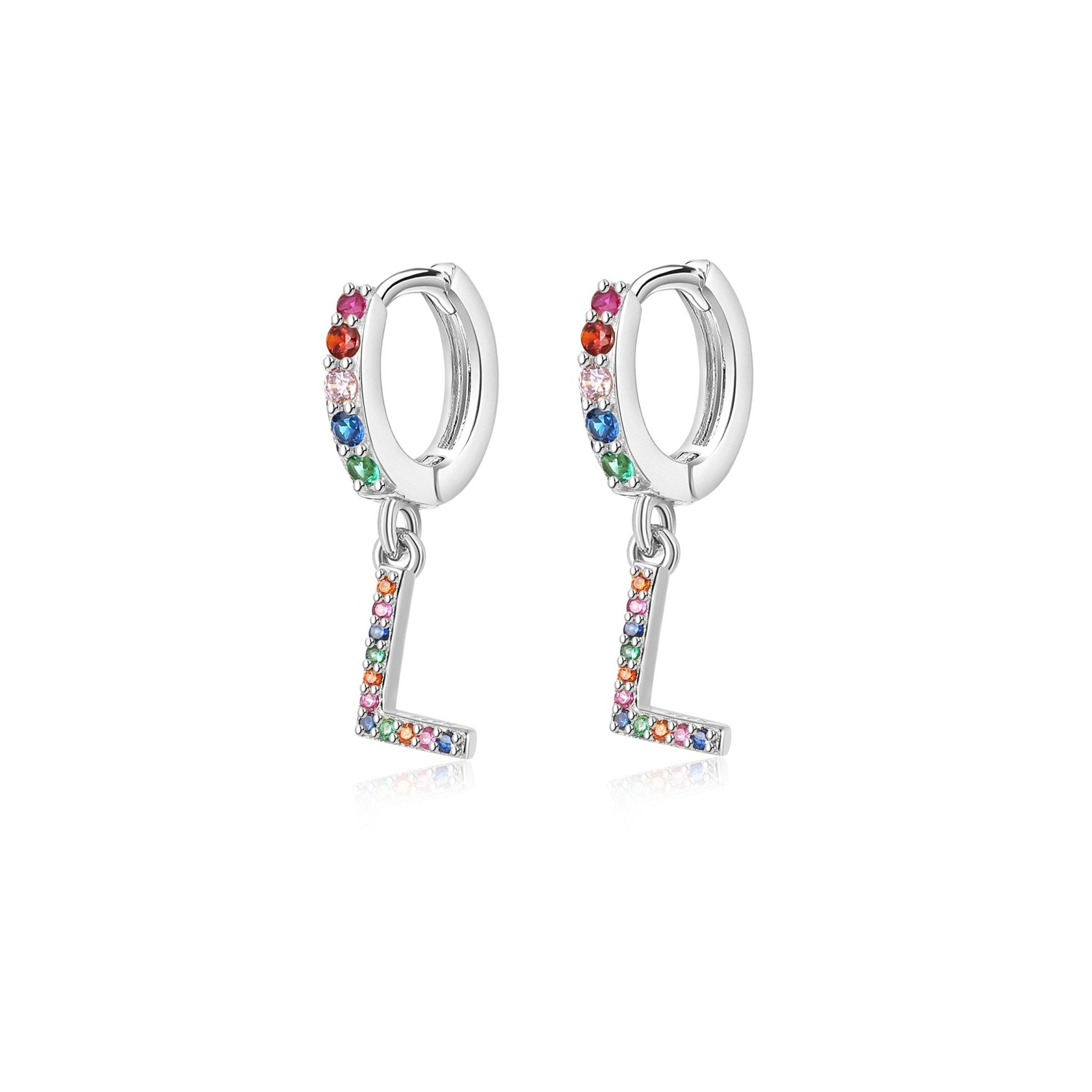 Pendientes Initial Rainbow Hoops