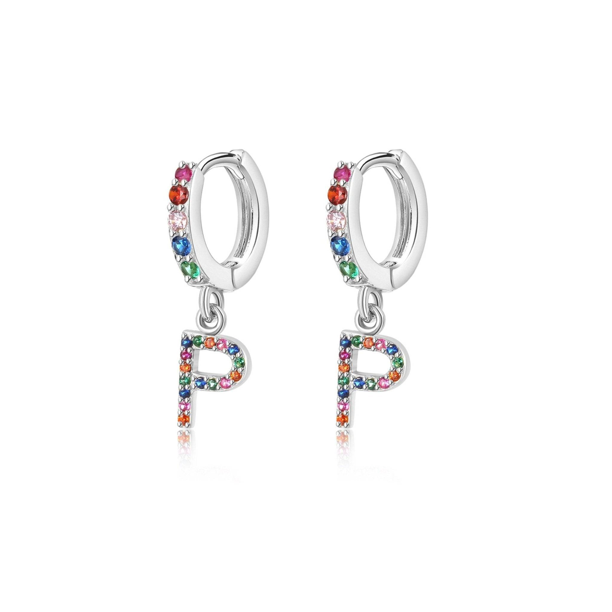 Pendientes Initial Rainbow Hoops