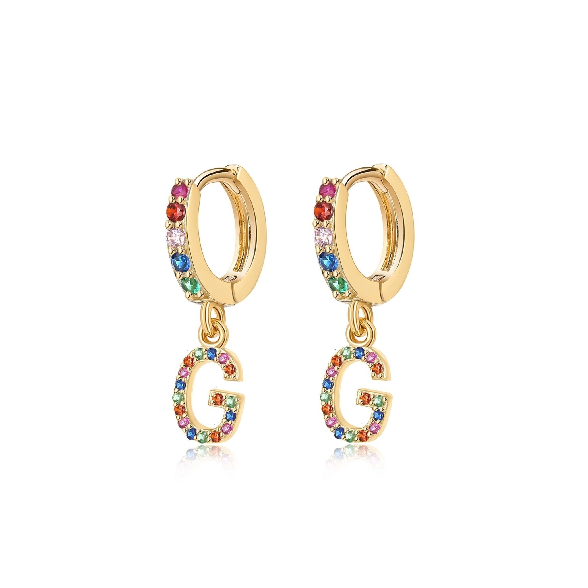 Pendientes Initial Rainbow Hoops