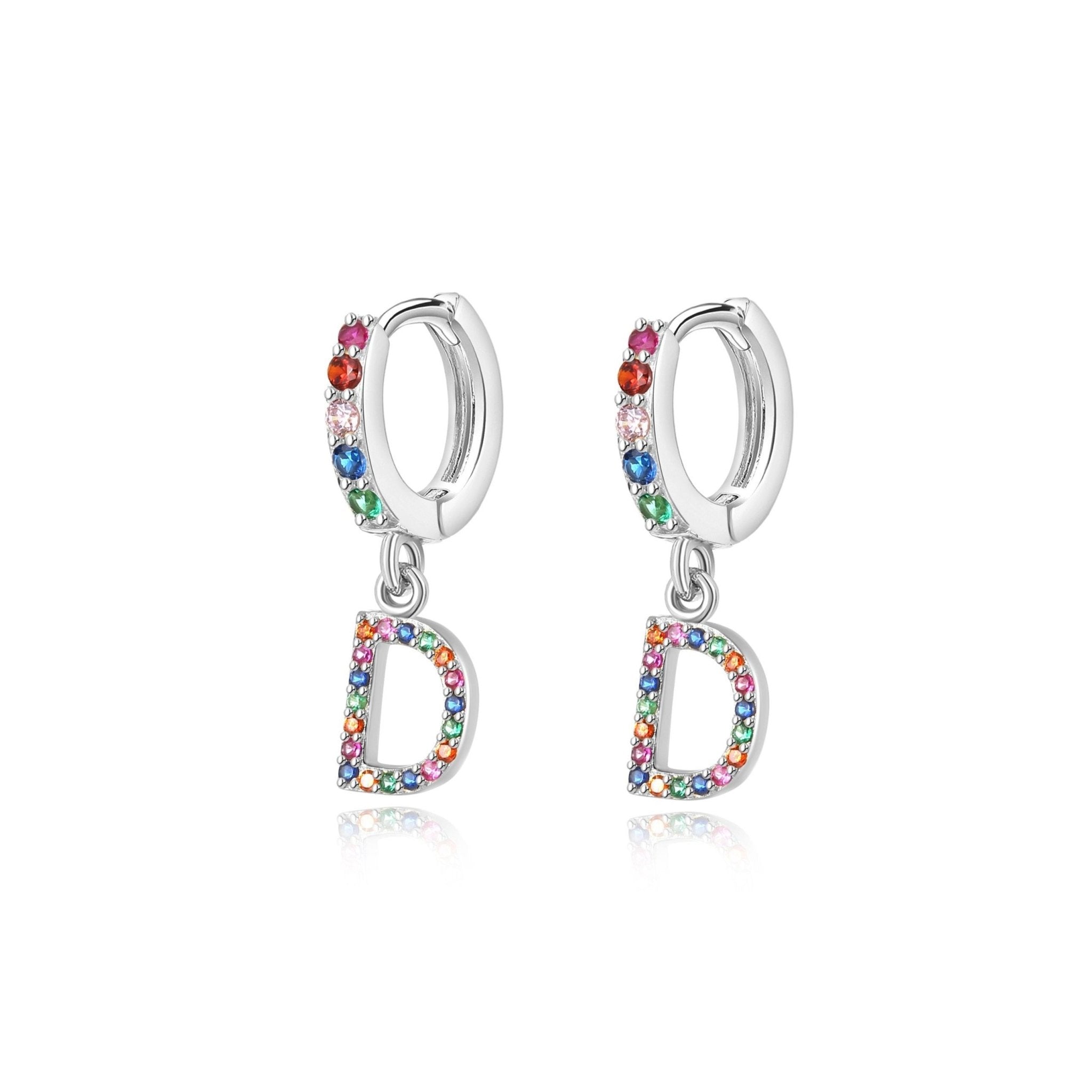 Pendientes Initial Rainbow Hoops