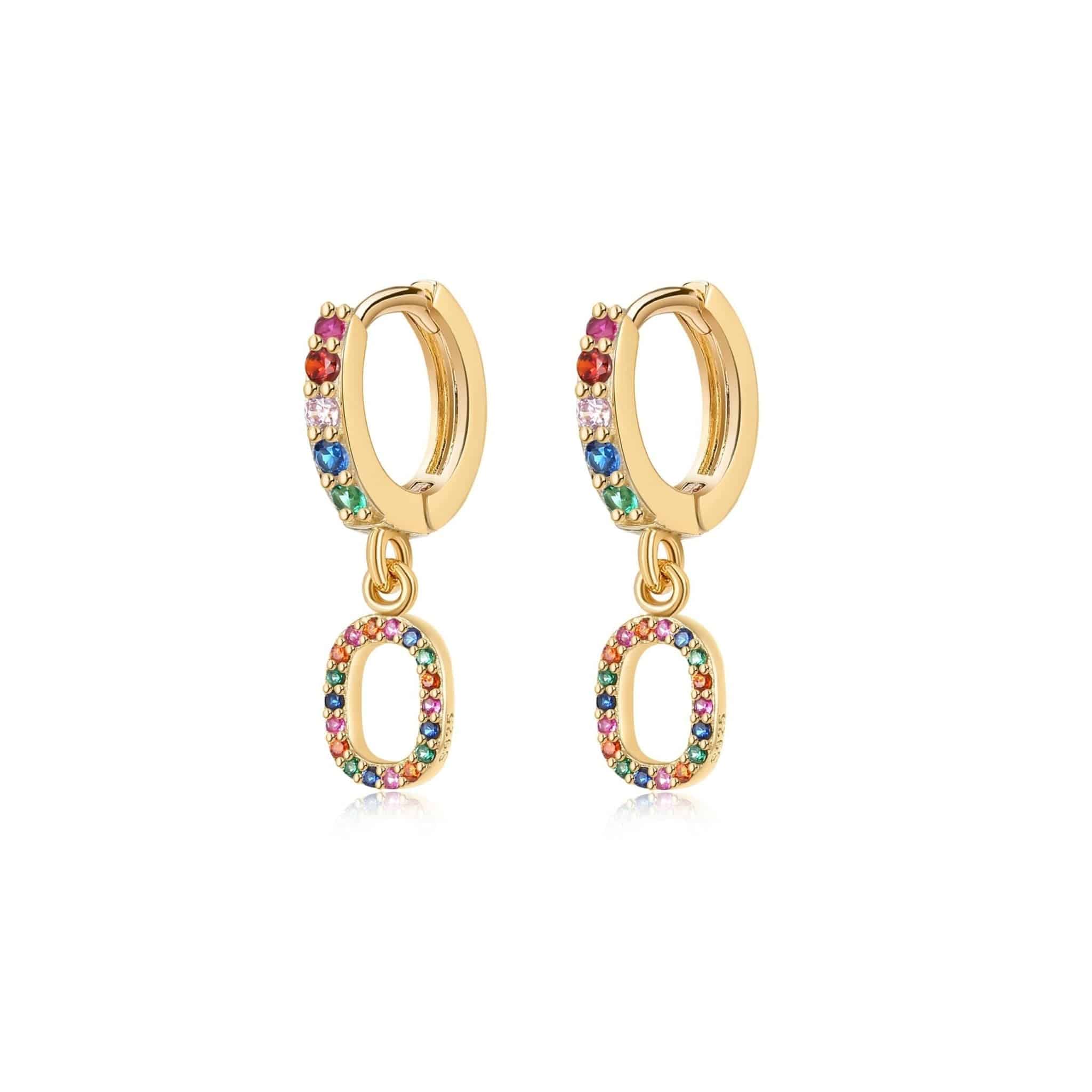 Pendientes Initial Rainbow Hoops